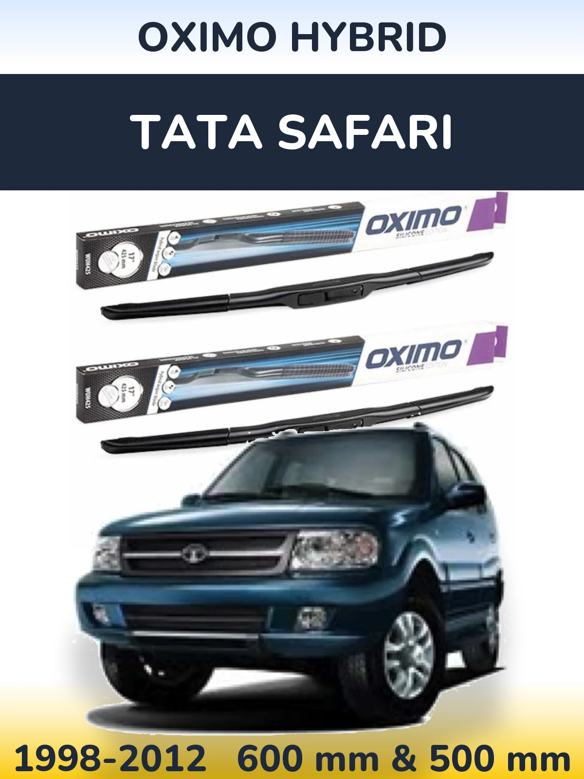 Комплект передних дворников Oximo Hybrid 600 & 500 мм для Tata Safari 1998-2012