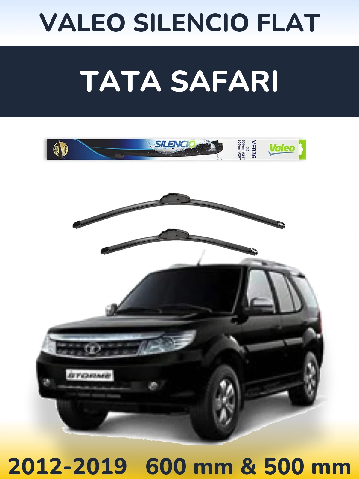 Комплект передних дворников Valeo Silencio Flat 600 & 500 мм для Tata Safari 2012-2019