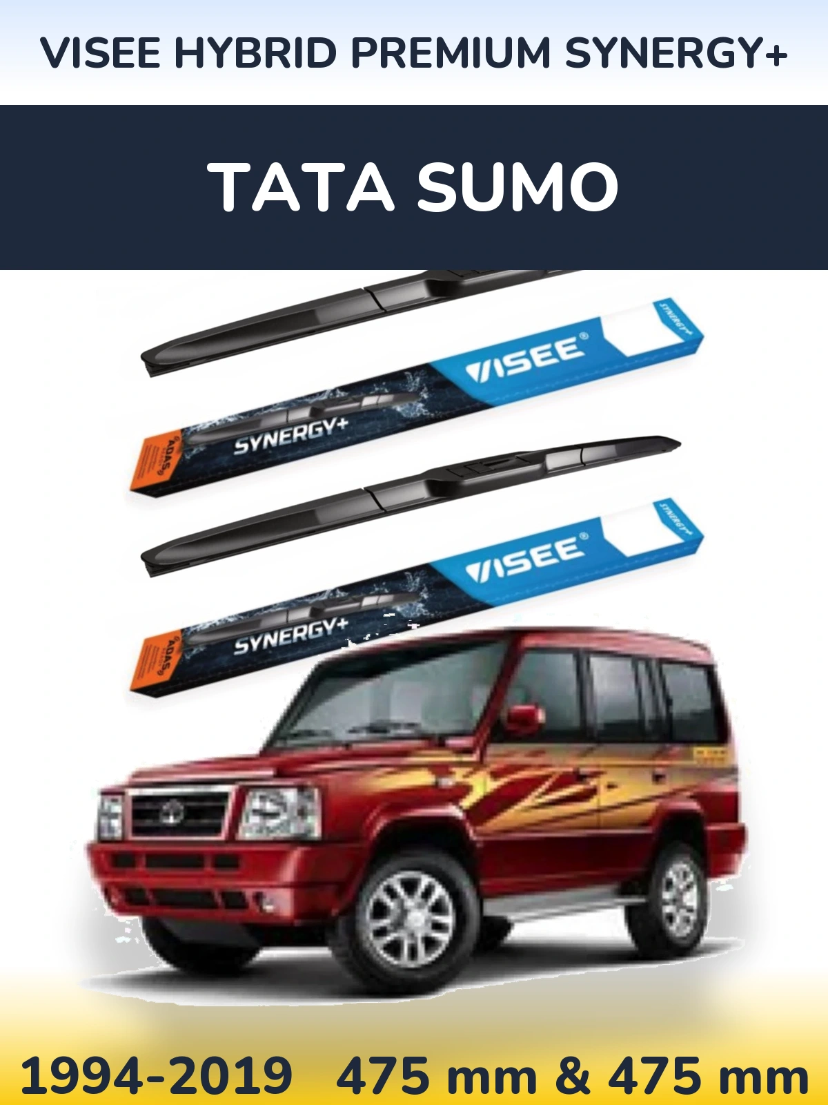 Комплект передних дворников VISEE HYBRID PREMIUM SYNERGY+ 475 & 475 мм для Tata Sumo 1994-2019