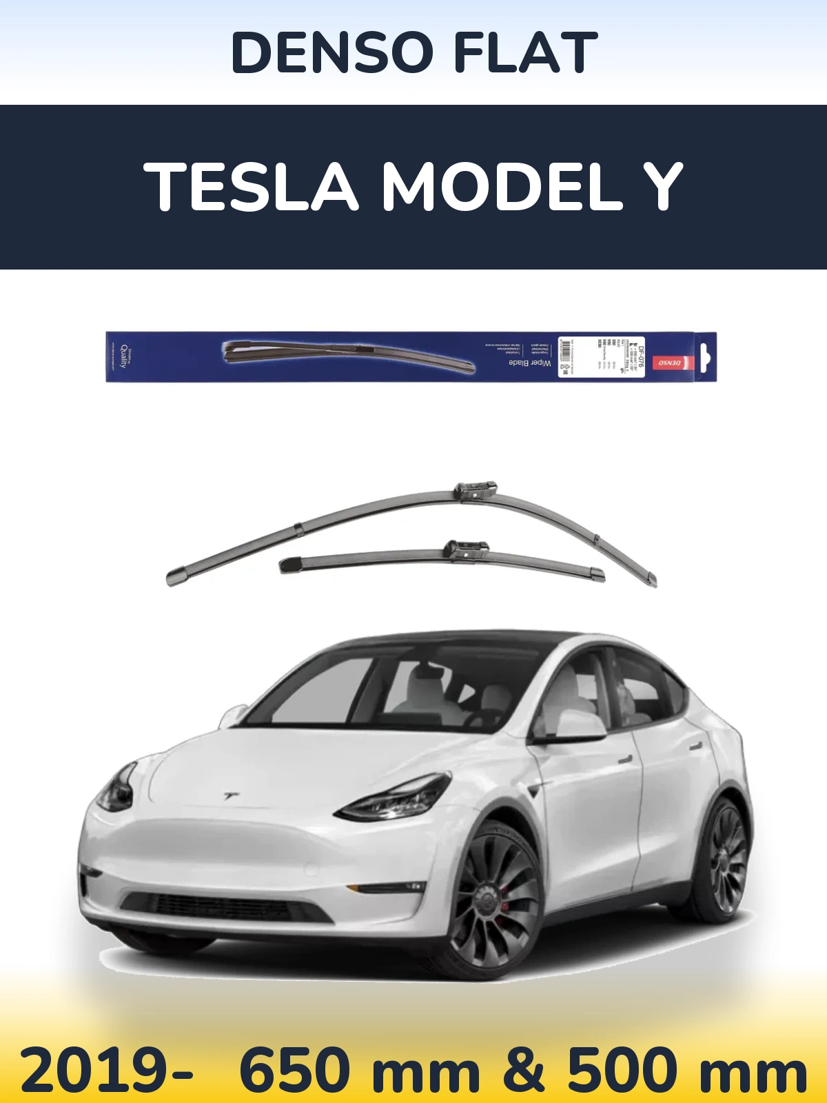 Комплект передніх щіток Denso Flat 630 & 500 мм для Tesla Модель Y 2019-2026