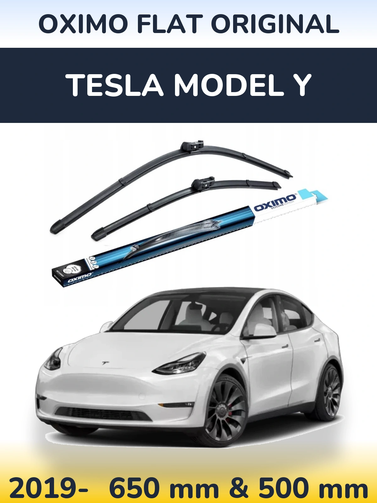 Комплект передніх щіток Oximo Flat Original 650 & 500 мм для Tesla Модель Y 2019-2026