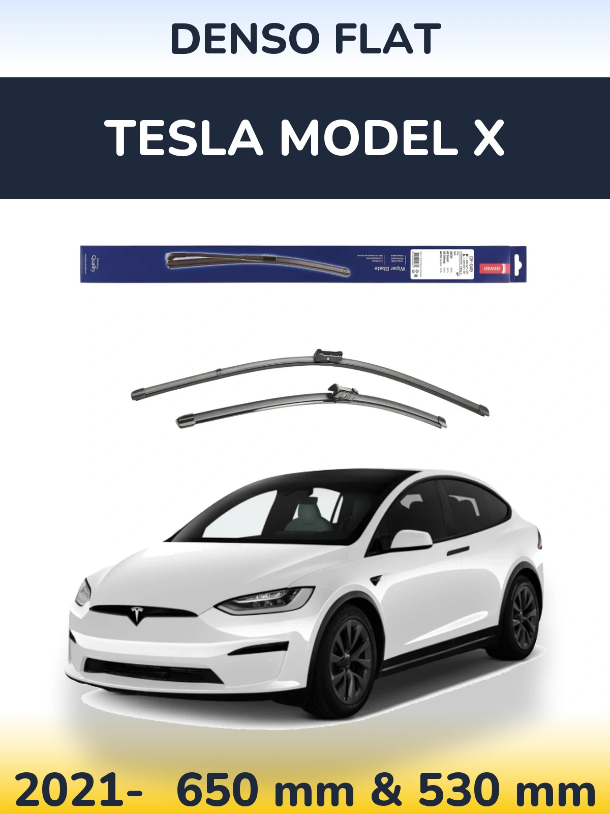 Front wiper blade set Denso Flat 640 & 520 mm for Tesla Modelis X 2021-2026