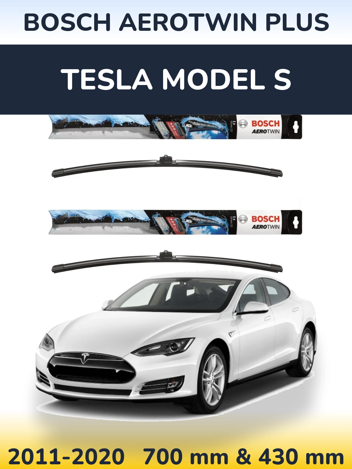 Комплект передних дворников BOSCH AeroTwin Plus 700 & 430 мм для Tesla Модель S 2011-2020