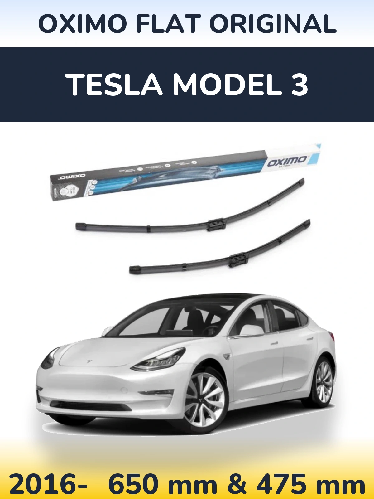Комплект передніх щіток Oximo Flat Original 650 & 475 мм для Tesla Модель 3 2016-2026