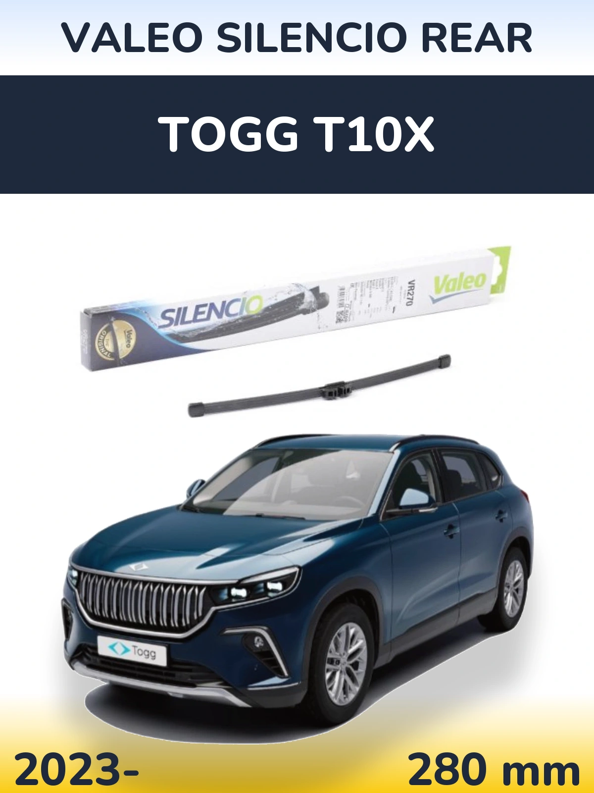 Rear wiper blade Valeo Silencio Rear 280 mm for TOGG T10X 2023-2026