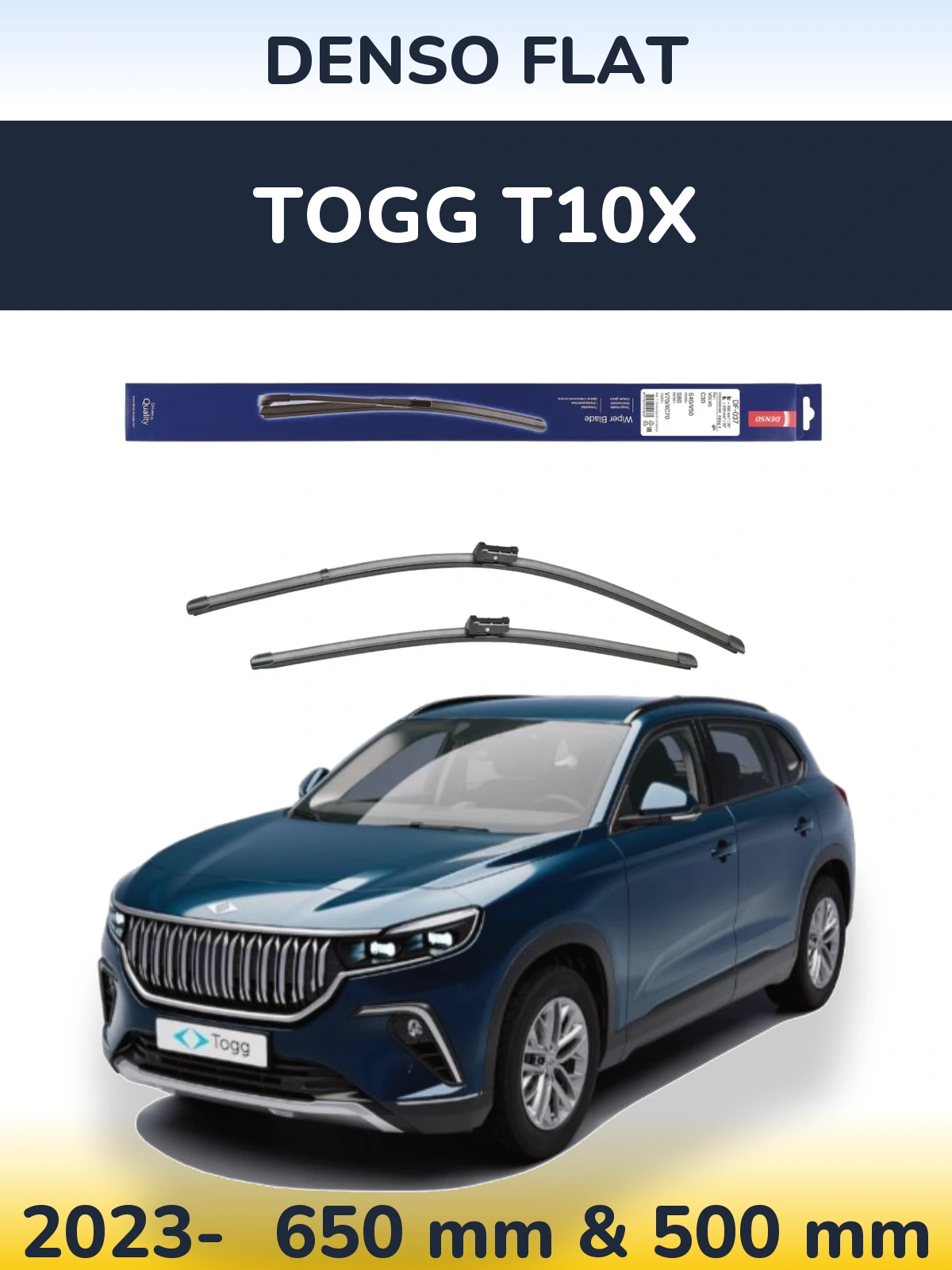 Комплект передних дворников Denso Flat 650 & 500 мм для TOGG T10X 2023-2026