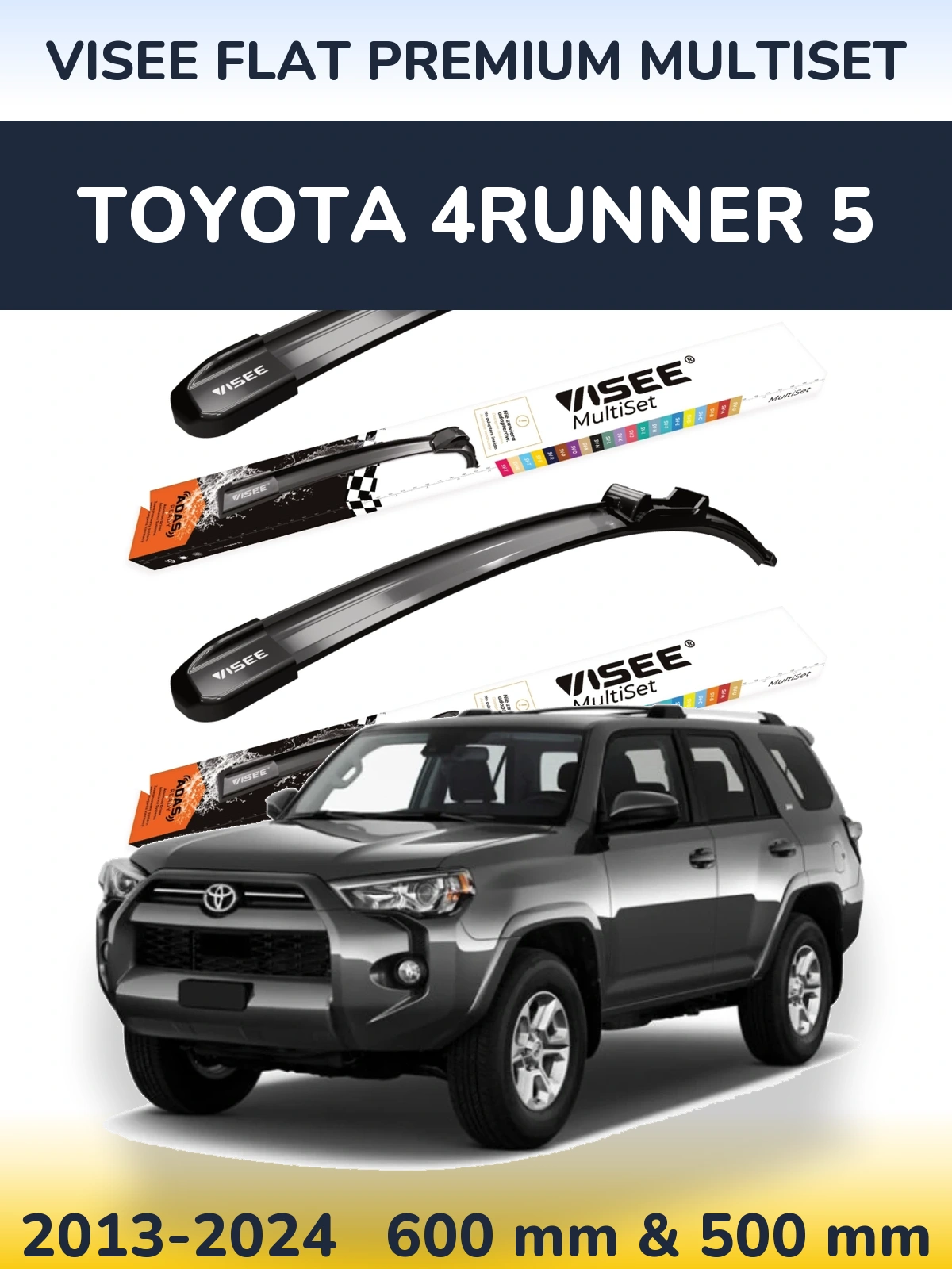 Front wiper blade set VISEE FLAT PREMIUM MultiSet 600 & 500 mm for Toyota 4Runner 5 2013-2024