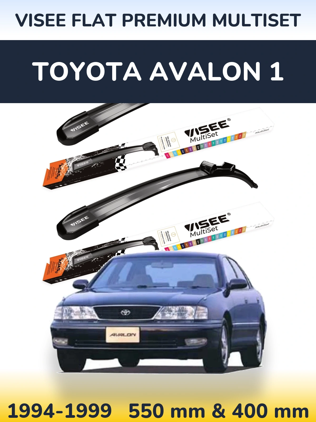 Комплект передних дворников VISEE FLAT PREMIUM MultiSet 550 & 400 мм для Toyota Avalon 1 1994-1999