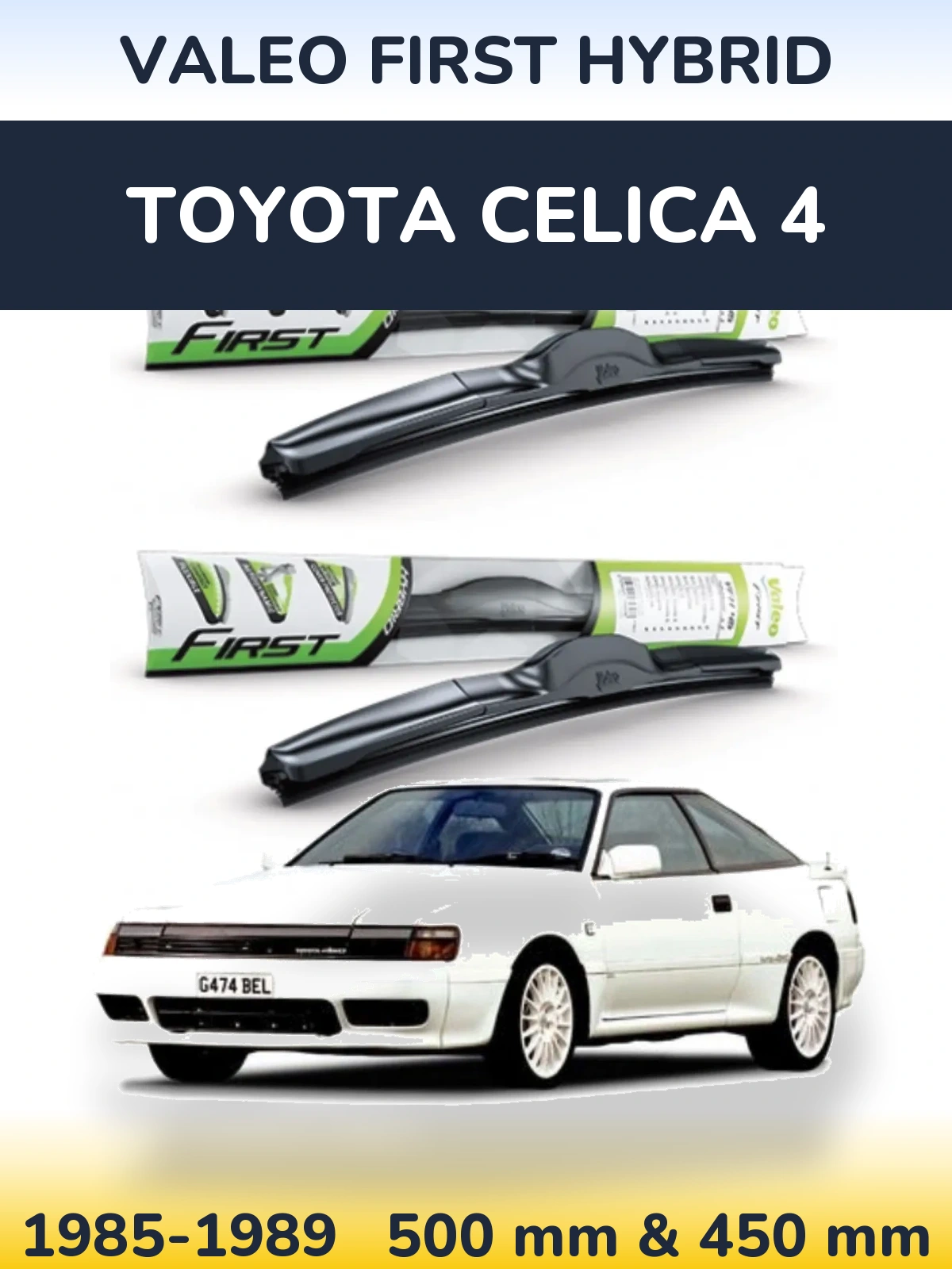 Комплект передних дворников Valeo First Hybrid 500 & 450 мм для Toyota Celica 4 1985-1989