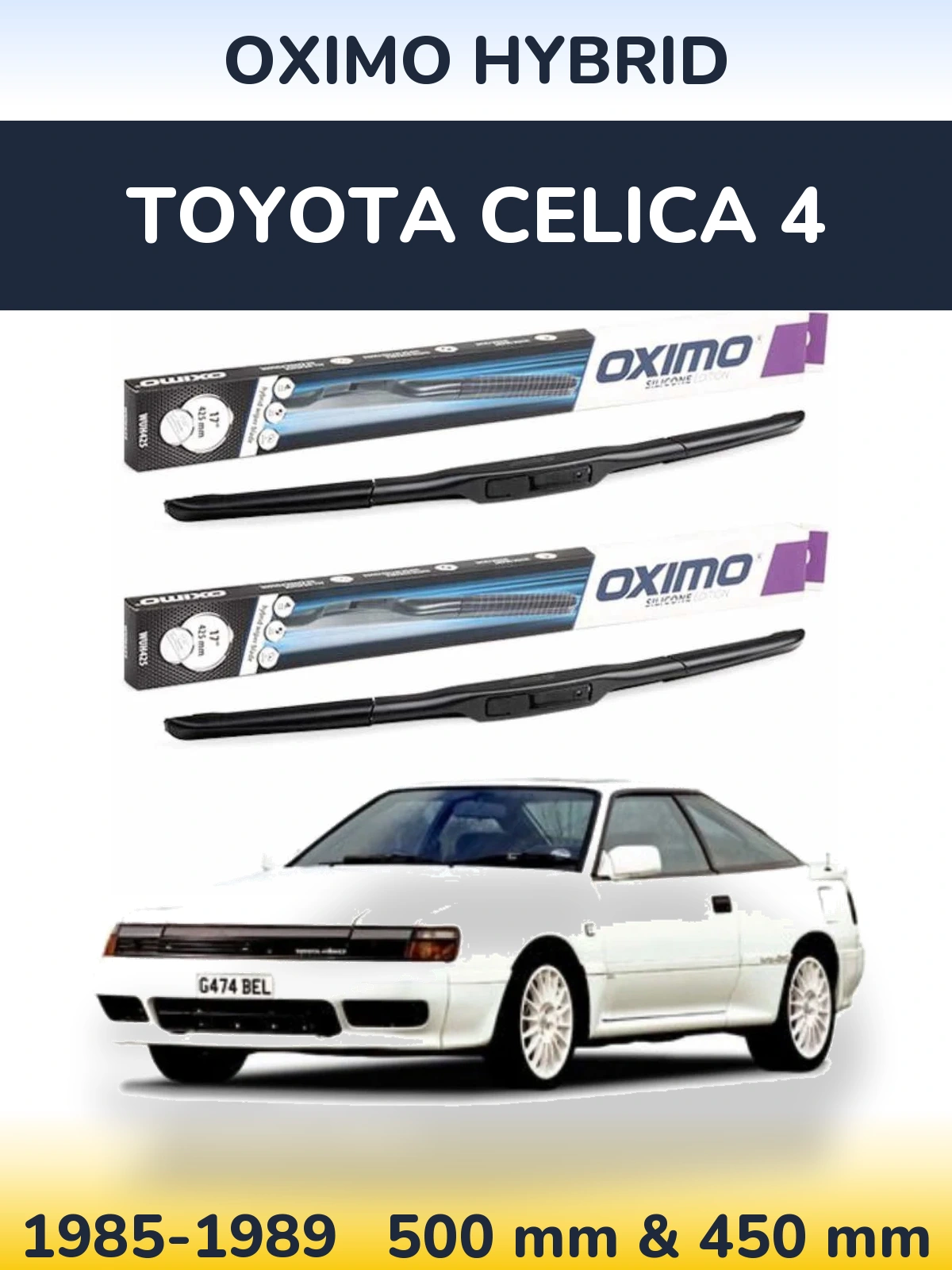 Комплект передних дворников Oximo Hybrid 500 & 450 мм для Toyota Celica 4 1985-1989
