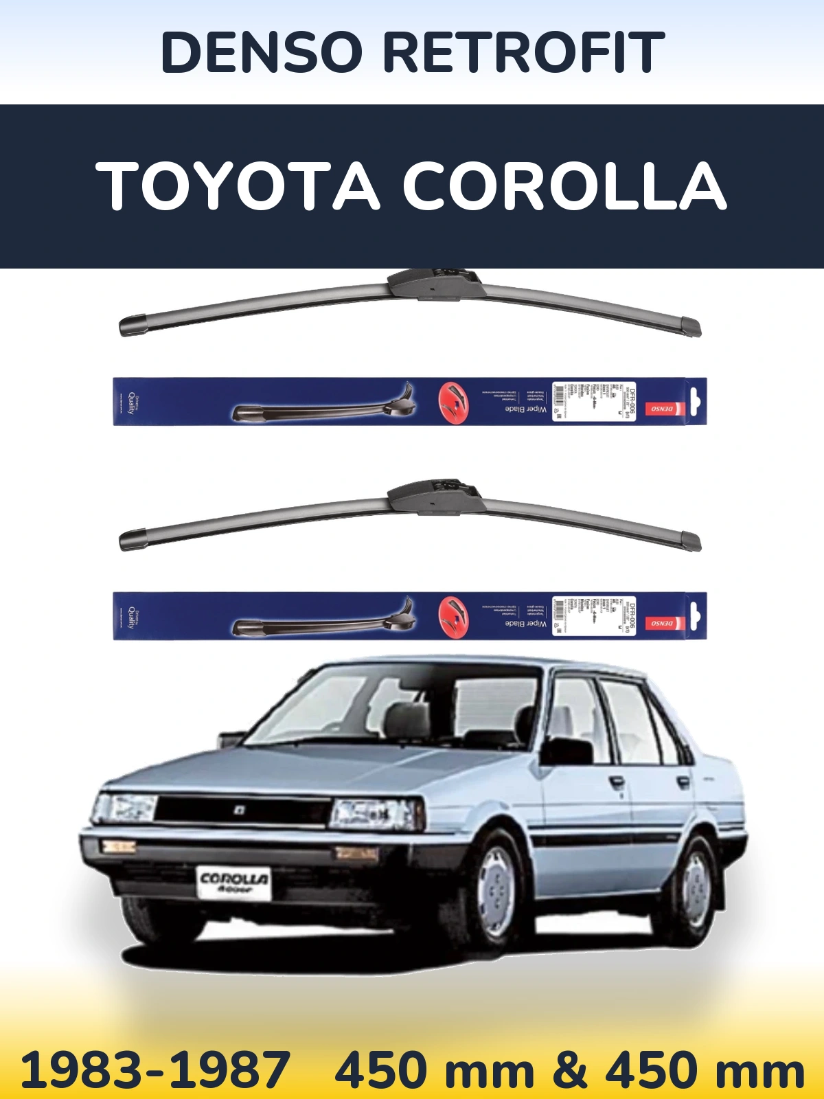 Комплект передних дворников Denso Retrofit 450 & 450 мм для Toyota Corolla 1983-1987