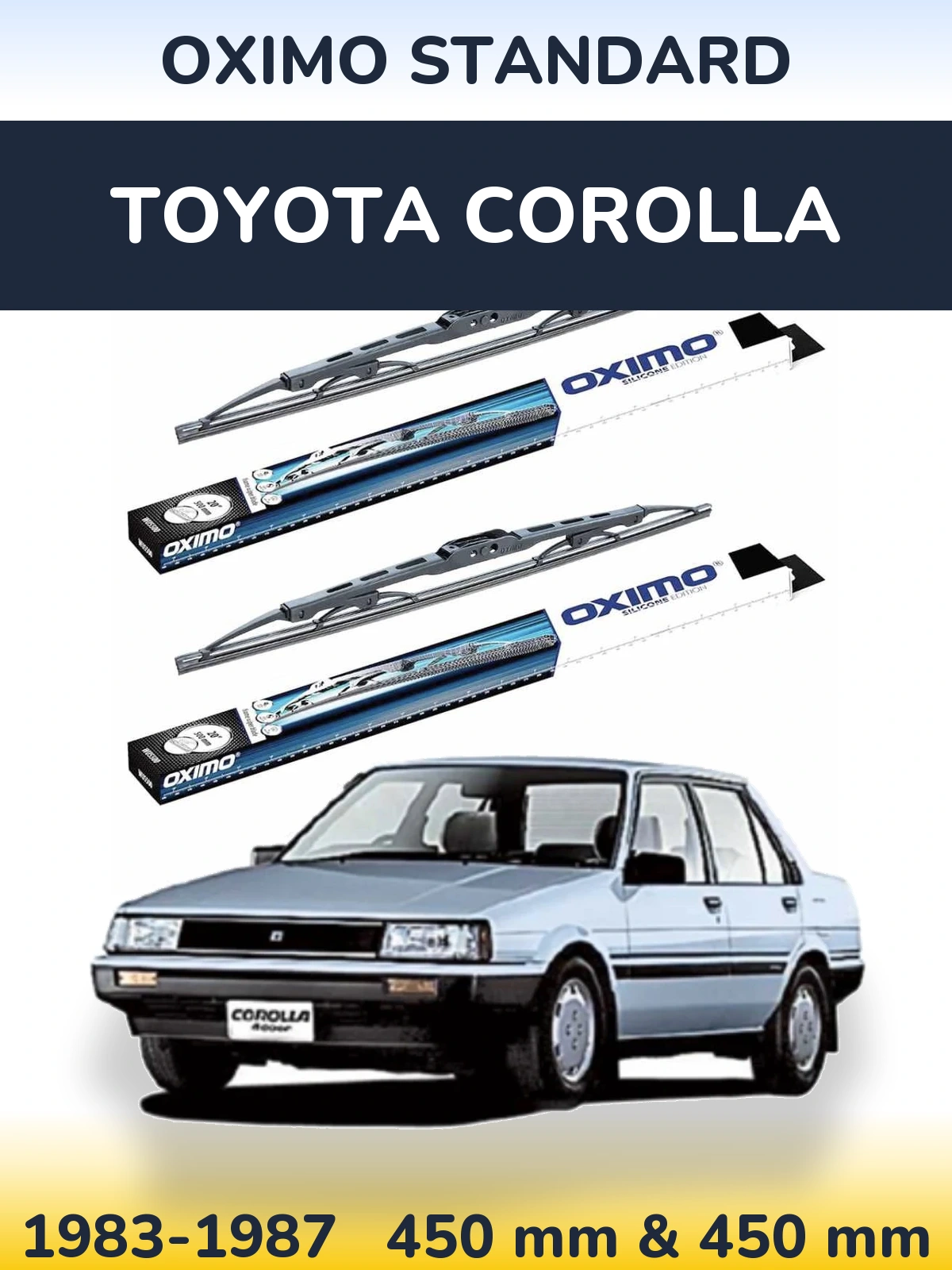 Комплект передніх щіток Oximo Standard 450 & 450 мм для Toyota Corolla 1983-1987