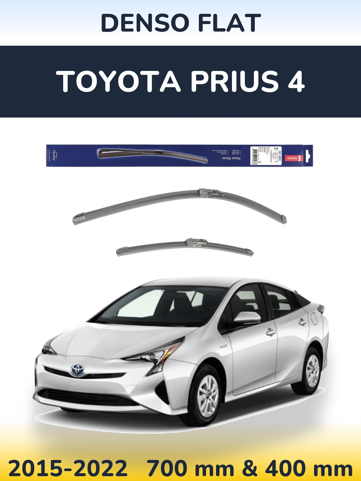Front wiper blade set Denso Flat 700 & 400 mm for Toyota Prius 4 2015-2022