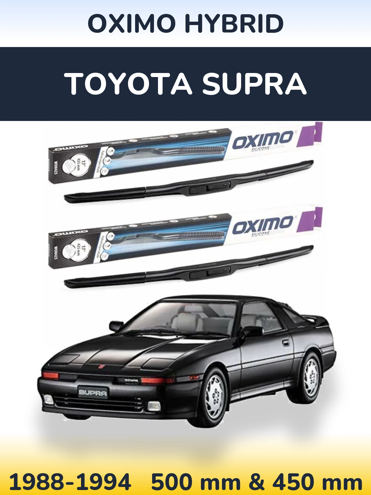 Front wiper blade set Oximo Hybrid 500 & 450 mm for Toyota Supra 1988-1994
