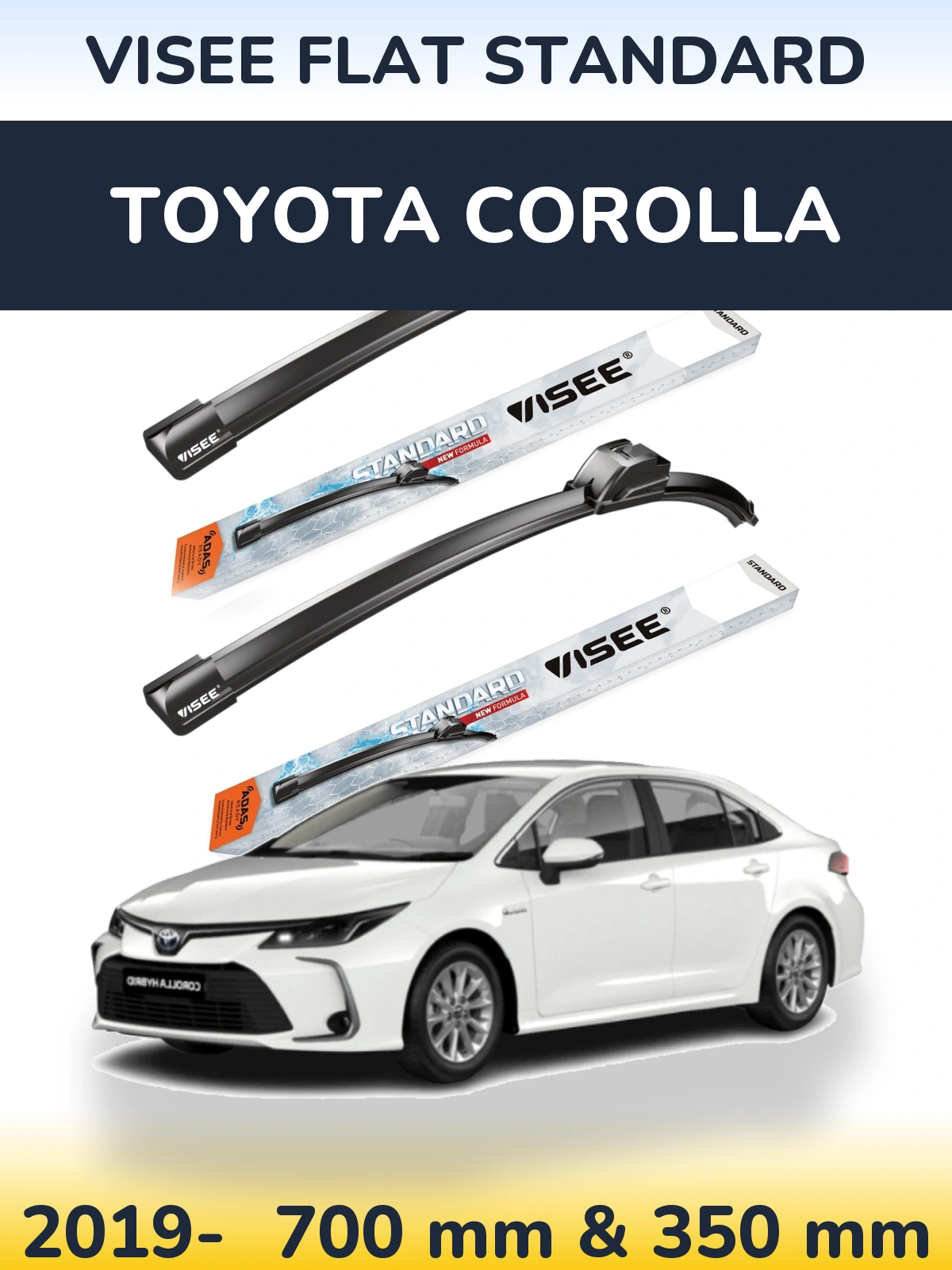 Комплект передних дворников VISEE FLAT STANDARD 700 & 350 мм для Toyota Corolla 2019-2026