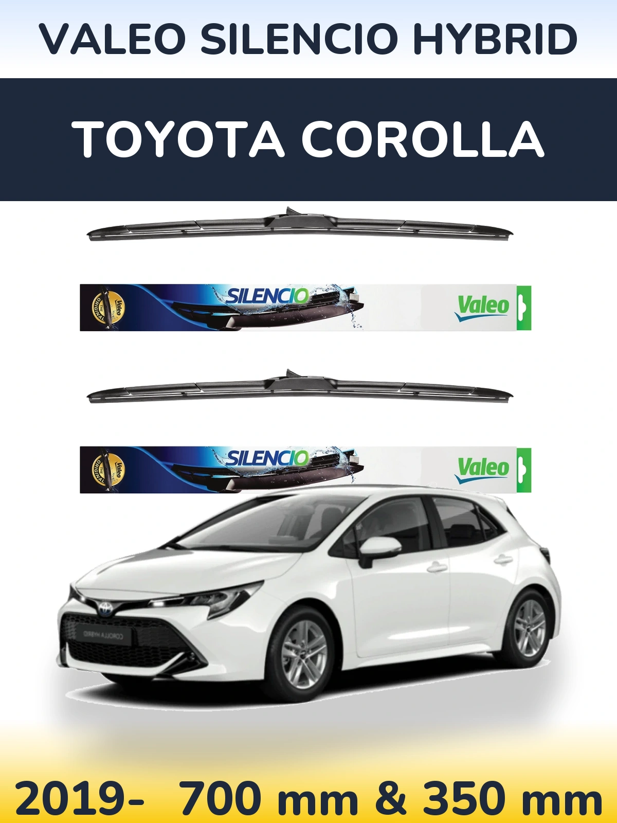 Комплект передних дворников Valeo Silencio Hybrid 700 & 350 мм для Toyota Corolla 2019-2026