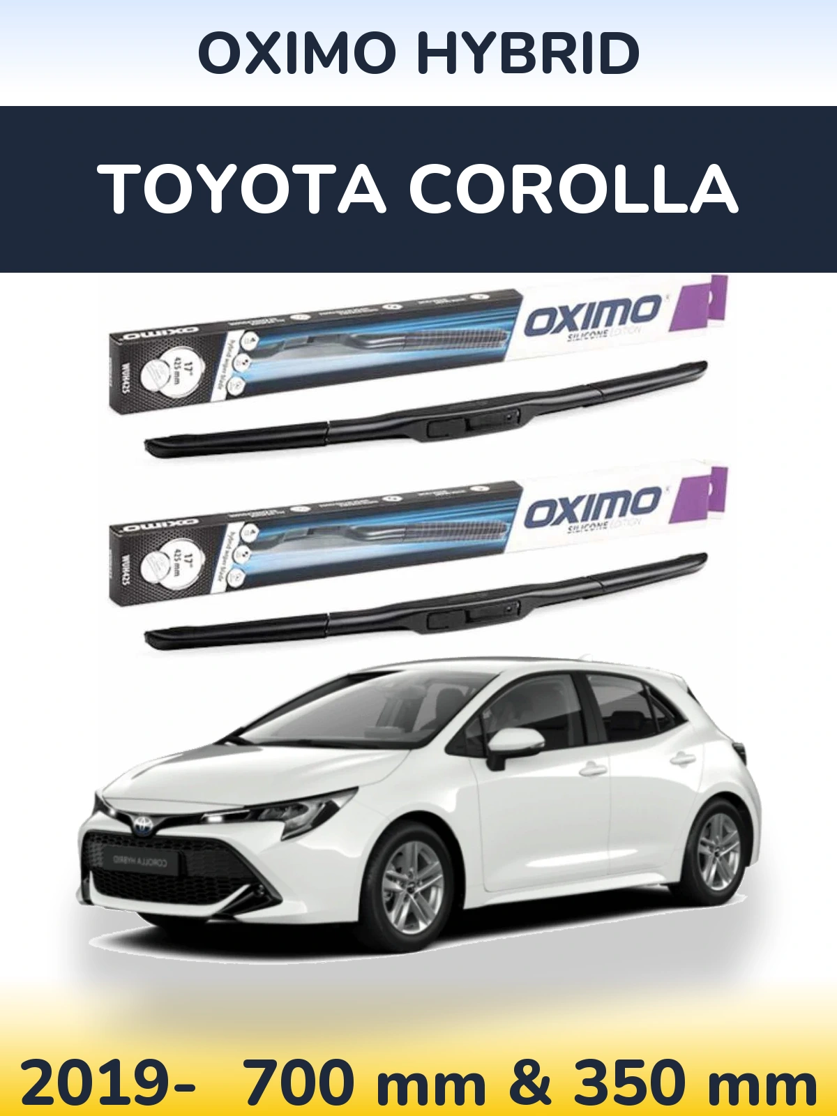 Комплект передних дворников Oximo Hybrid 700 & 350 мм для Toyota Corolla 2019-2026