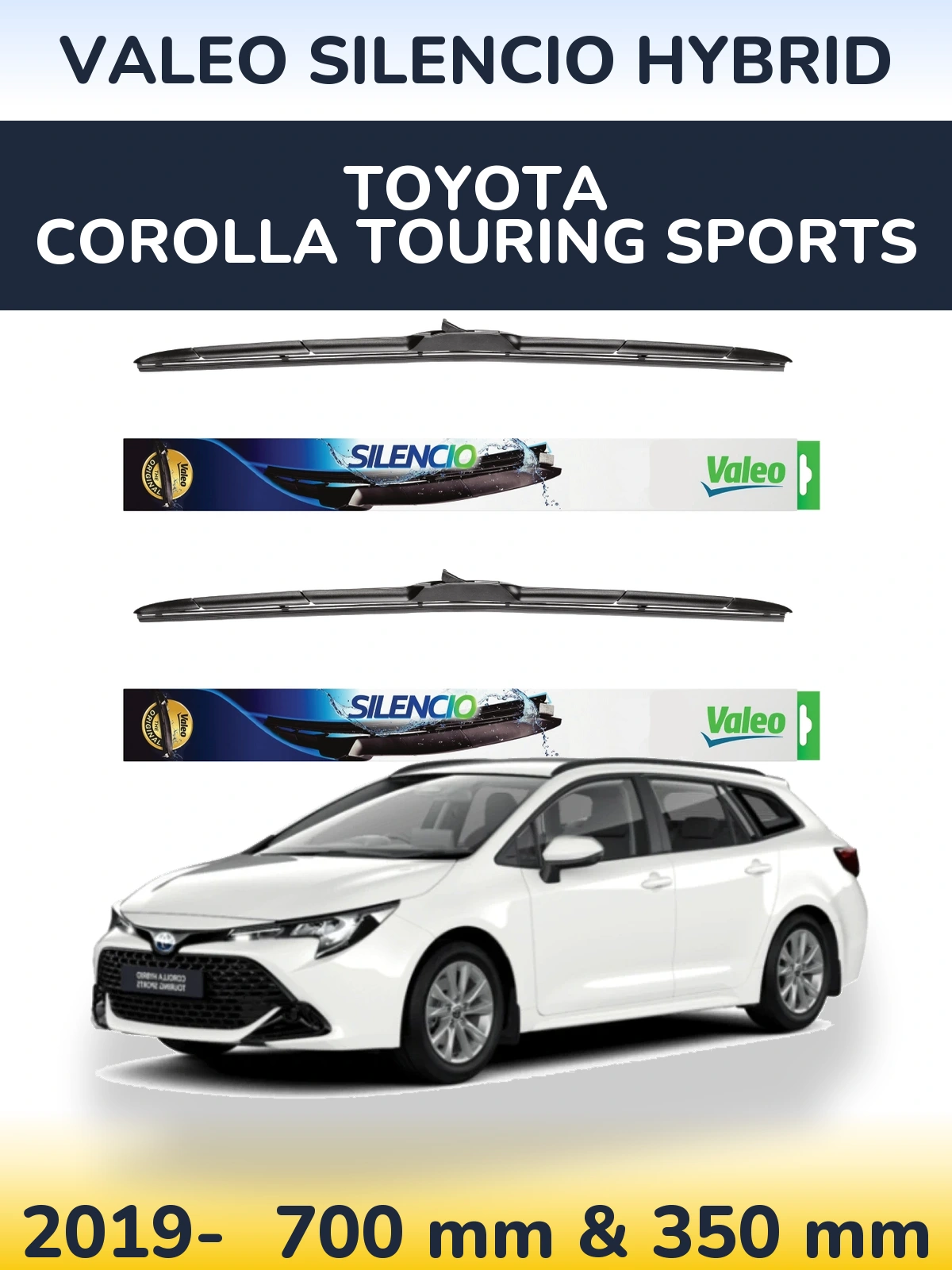 Комплект передних дворников Valeo Silencio Hybrid 700 & 350 мм для Toyota Corolla Touring Sports 2019-2026