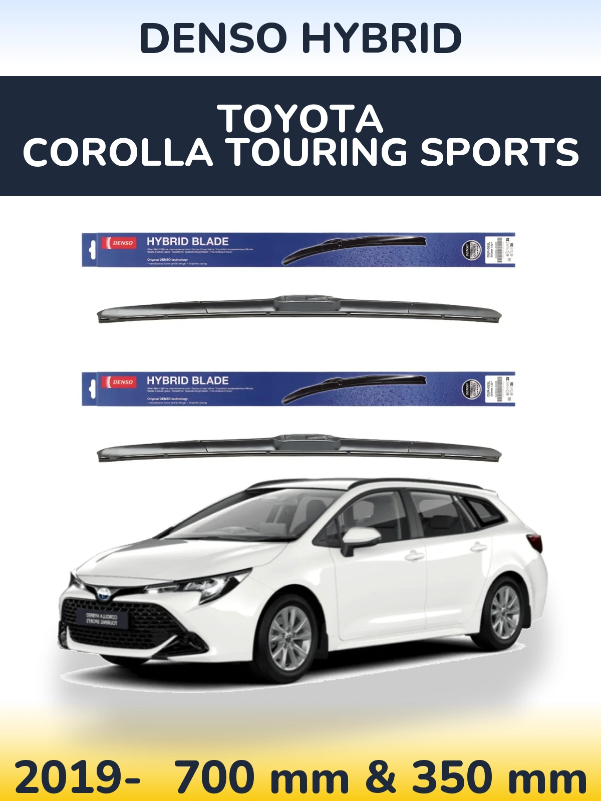 Комплект передних дворников Denso Hybrid 700 & 350 мм для Toyota Corolla Touring Sports 2019-2026