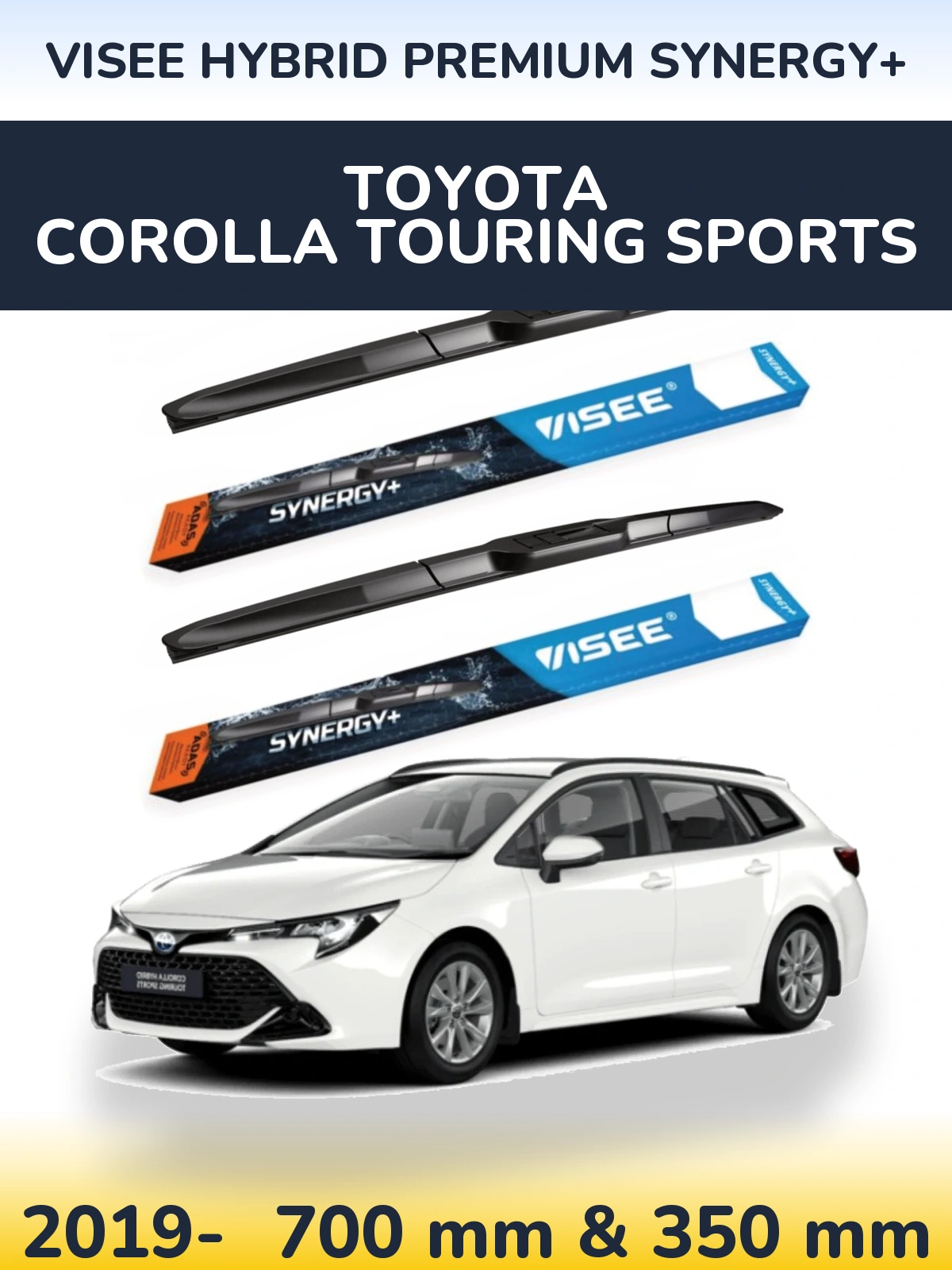 Комплект передніх щіток VISEE HYBRID PREMIUM SYNERGY+ 700 & 350 мм для Toyota Corolla Touring Sports 2019-2026