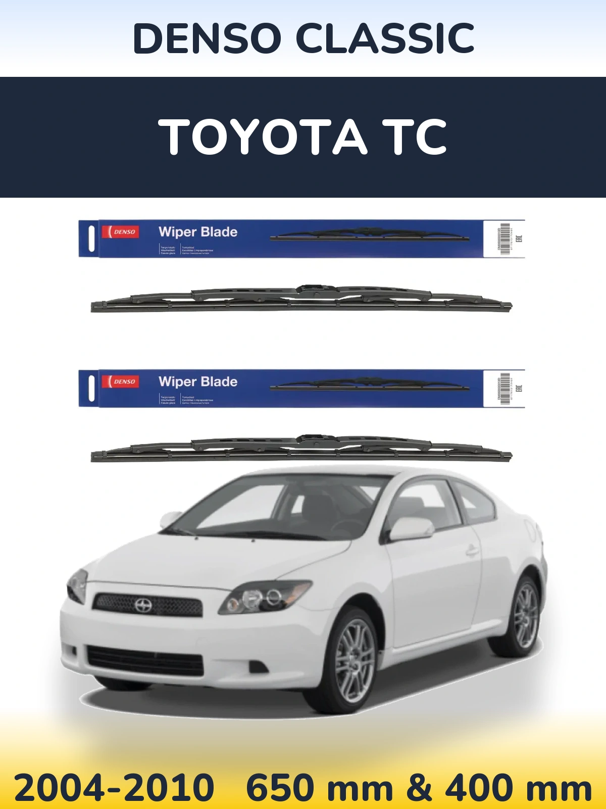 Комплект передних дворников Denso Classic 650 & 400 мм для Toyota tC 2004-2010
