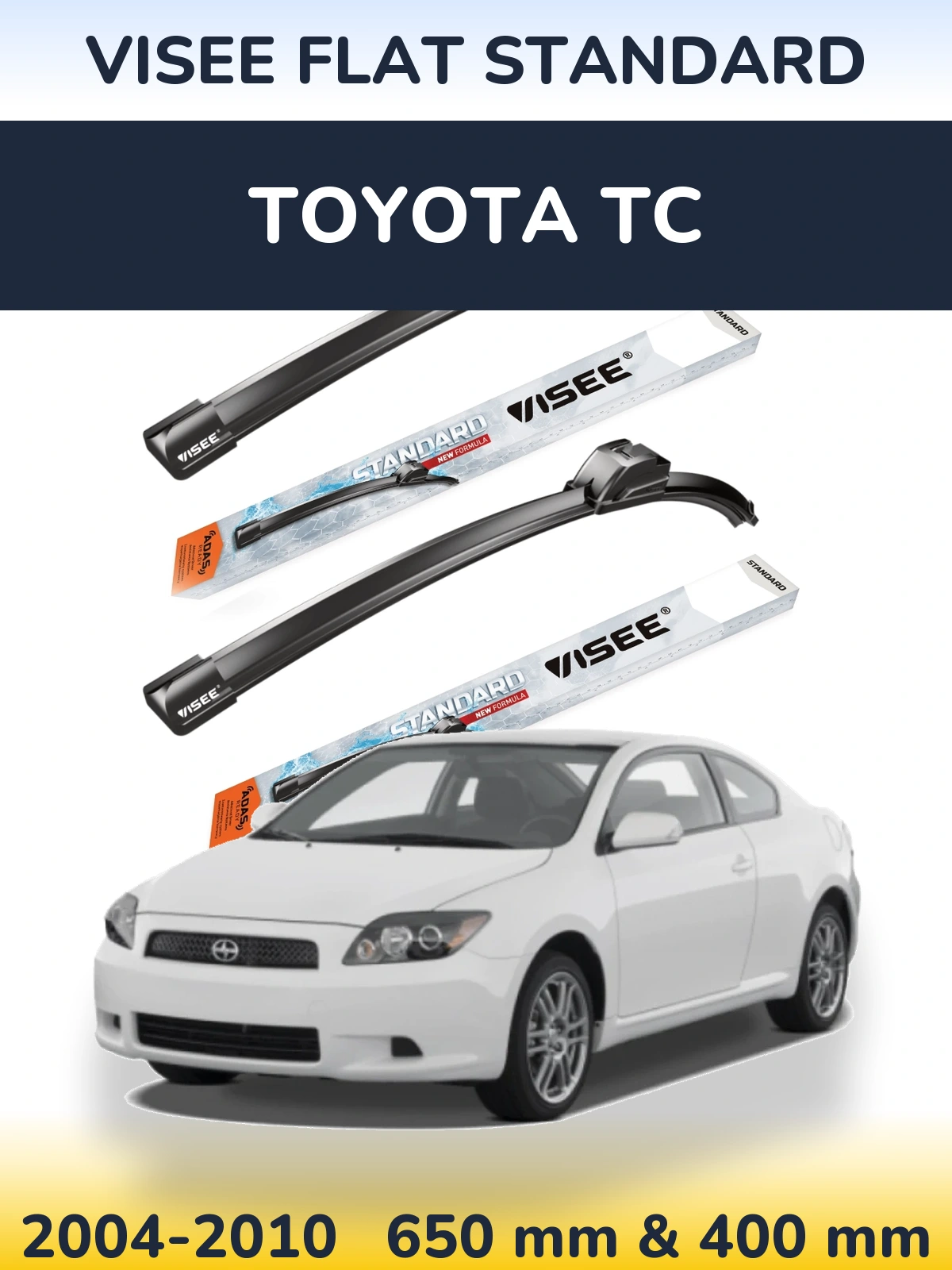 Комплект передних дворников VISEE FLAT STANDARD 650 & 400 мм для Toyota tC 2004-2010