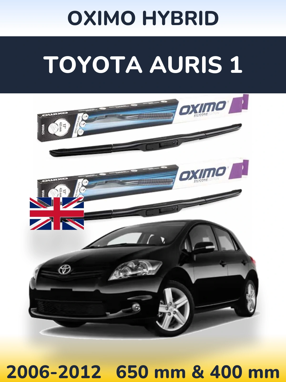 Front wiper blade set Oximo Hybrid 650 & 400 mm for Toyota Auris 1 2006-2012