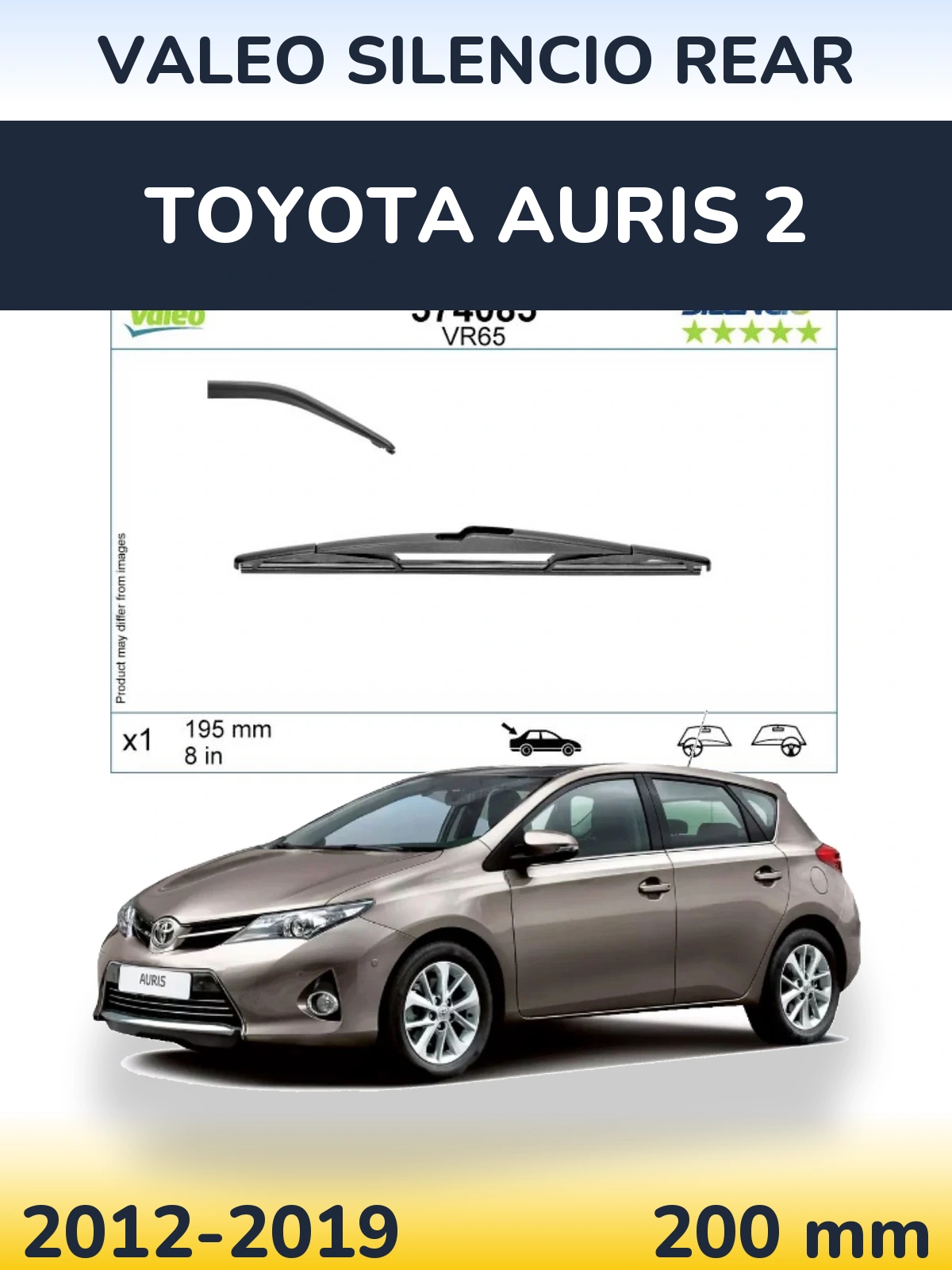 Rear wiper blade Valeo Silencio Rear 195 mm for Toyota Auris 2 2012-2019