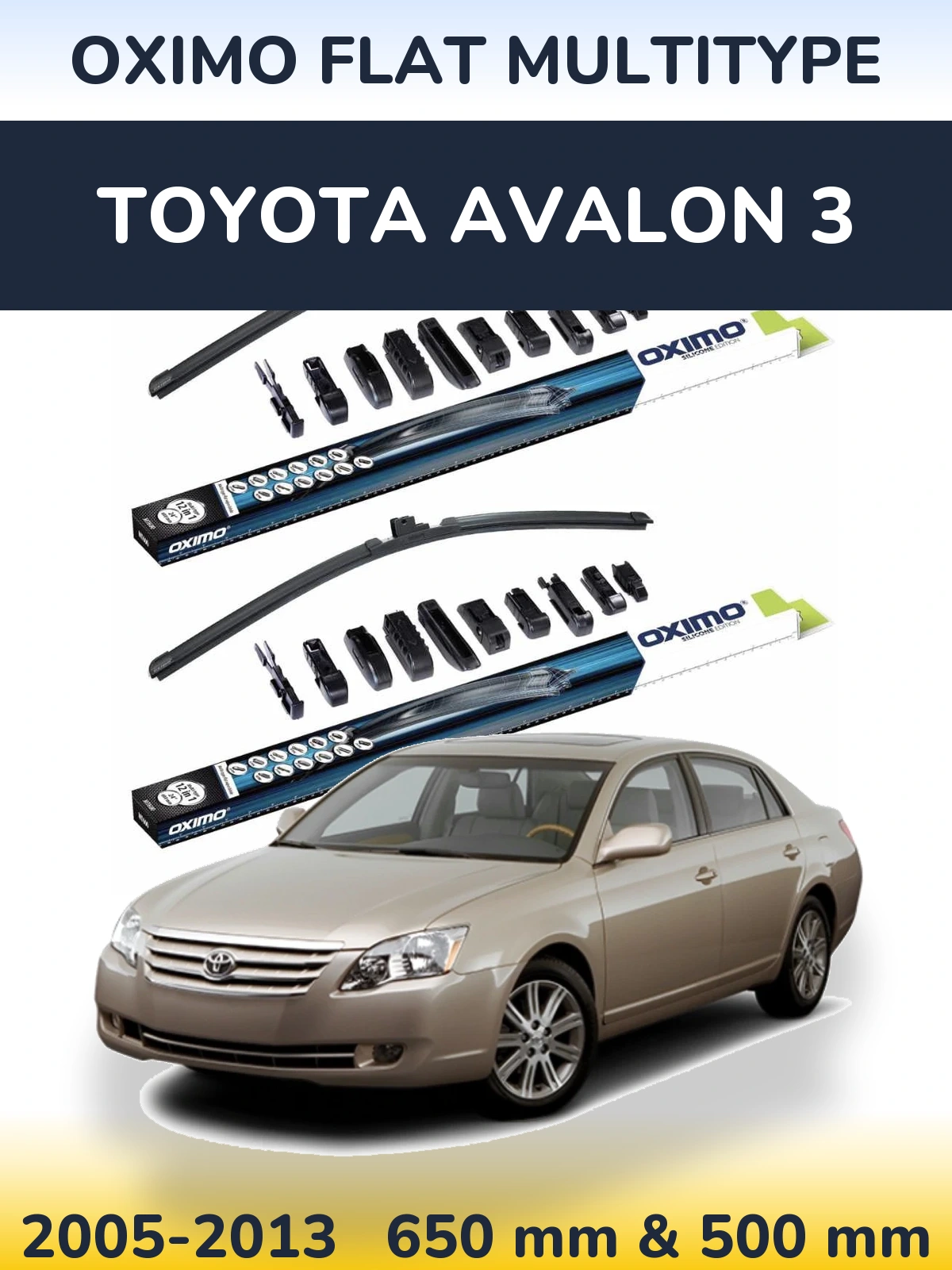 Front wiper blade set Oximo Flat MultiTipse 650 & 500 mm for Toyota Avalon 3 2005-2013