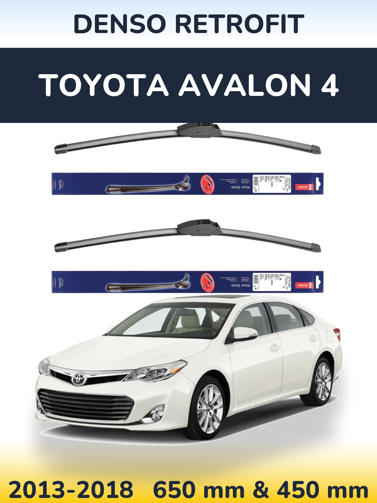 Front wiper blade set Denso Retrofit 650 & 450 mm for Toyota Avalon 4 2013-2018