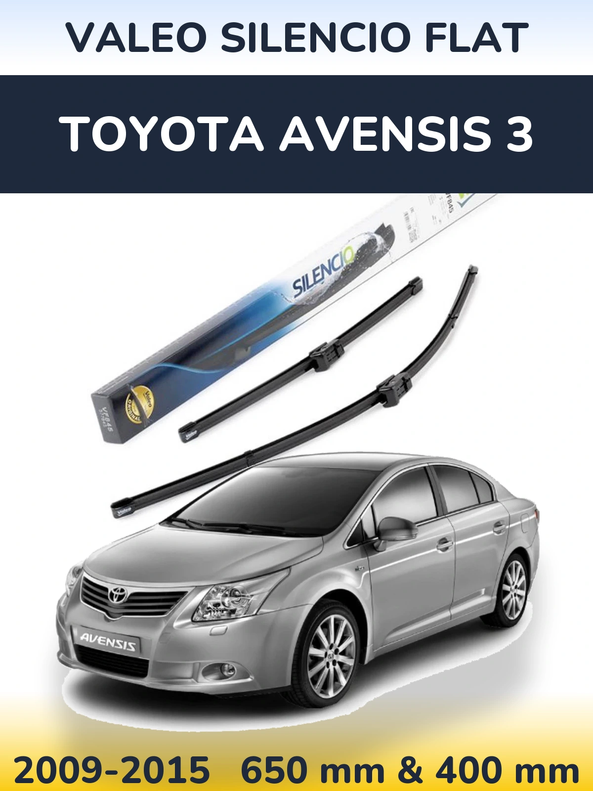 Комплект передних дворников Valeo Silencio Flat 650 & 400 мм для Toyota Avensis 3 2009-2015
