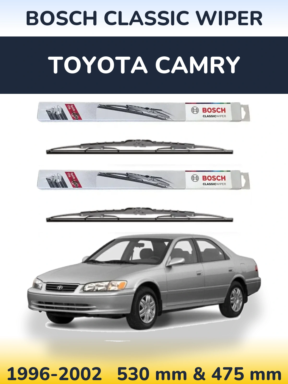 Комплект передних дворников BOSCH Classic Wiper 530 & 475 мм для Toyota Camry 1996-2002