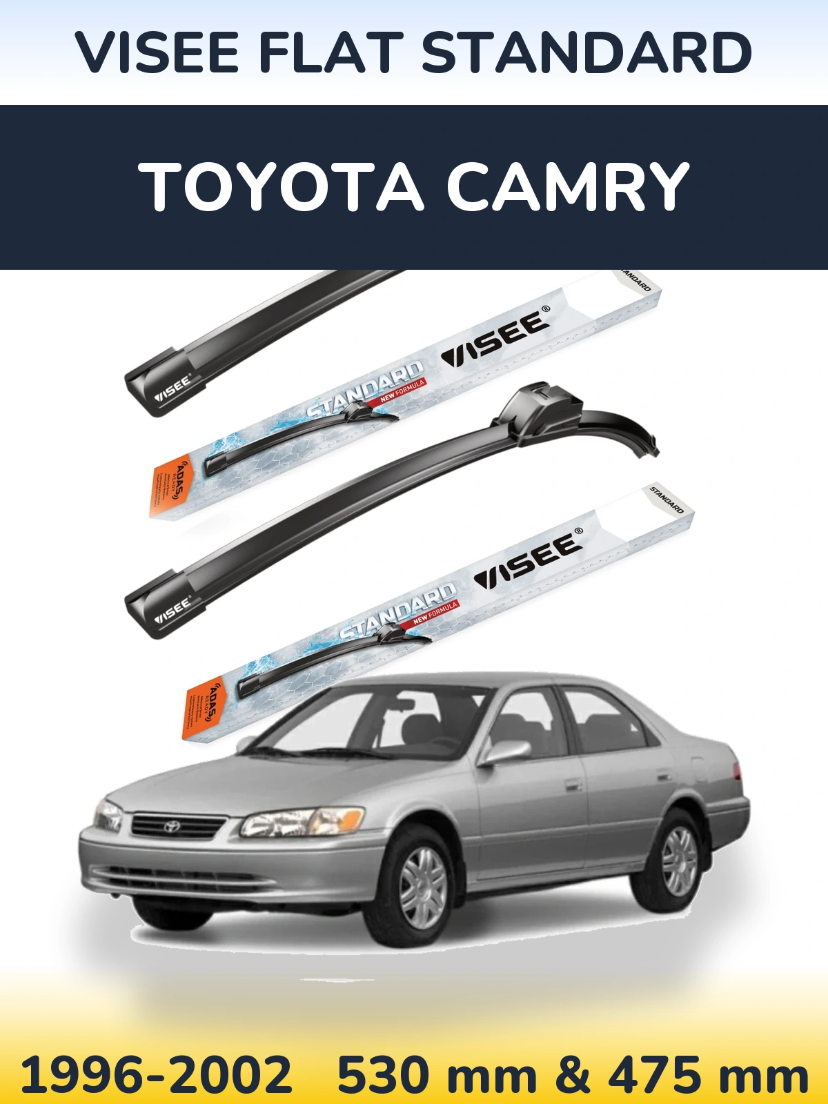 Комплект передних дворников VISEE FLAT STANDARD 530 & 475 мм для Toyota Camry 1996-2002