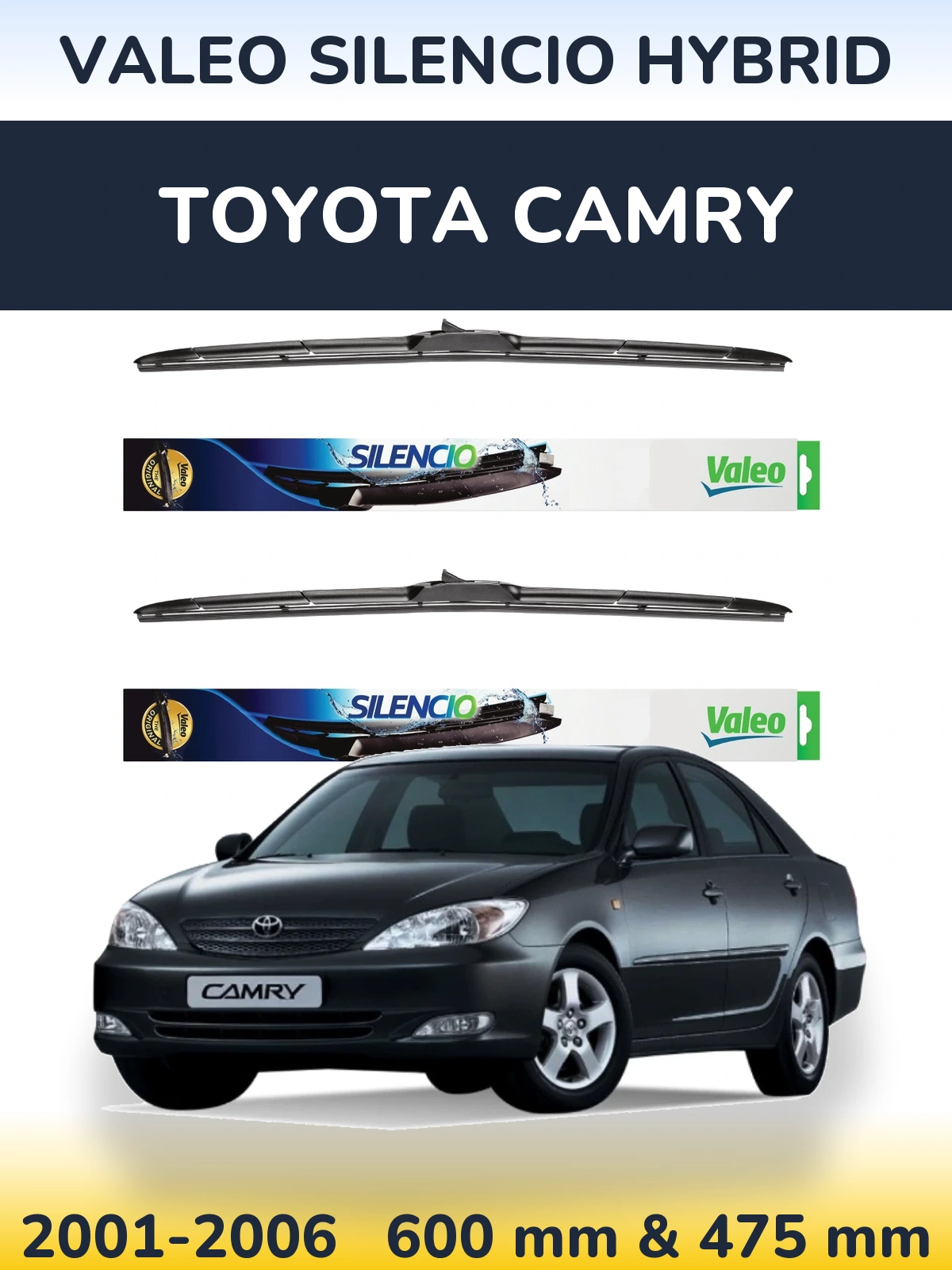 Комплект передних дворников Valeo Silencio Hybrid 600 & 475 мм для Toyota Camry 2001-2006