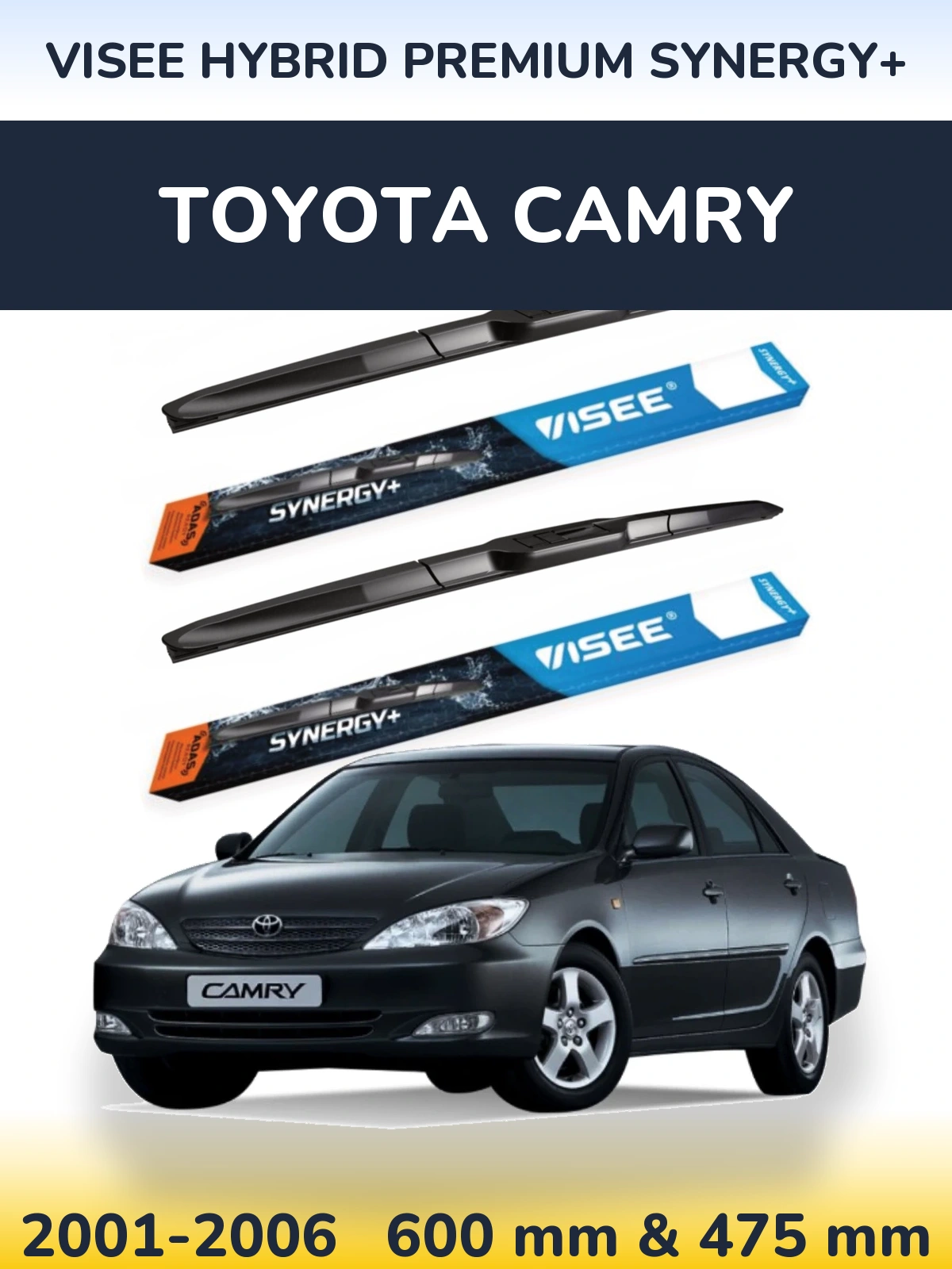 Комплект передніх щіток VISEE HYBRID PREMIUM SYNERGY+ 600 & 475 мм для Toyota Camry 2001-2006