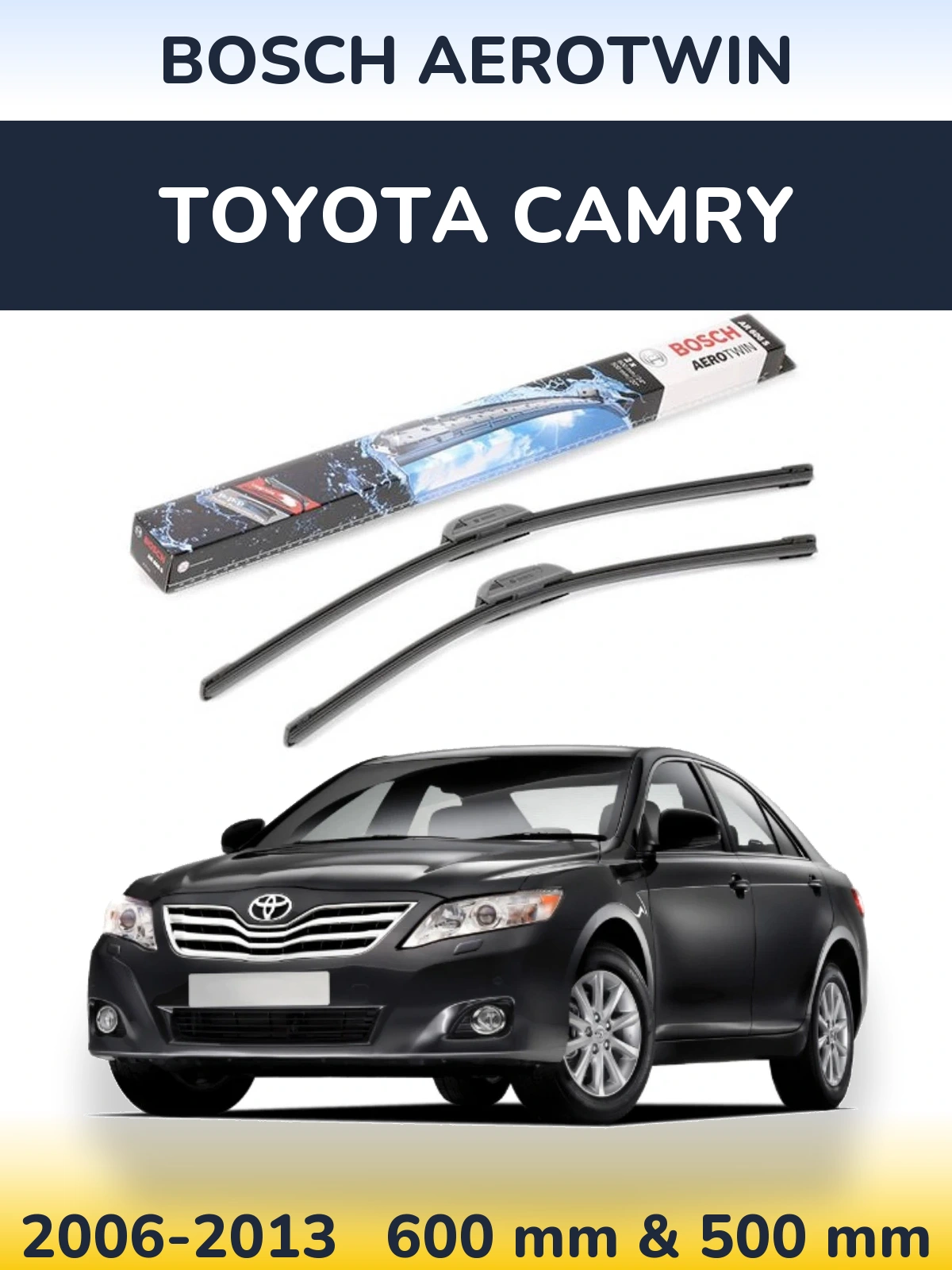 Комплект передних дворников BOSCH AeroTwin 600 & 500 мм для Toyota Camry 2006-2013