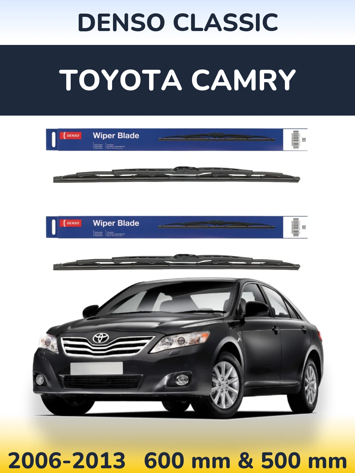 Front wiper blade set Denso Classic 600 & 500 mm for Toyota Camry 2006-2013