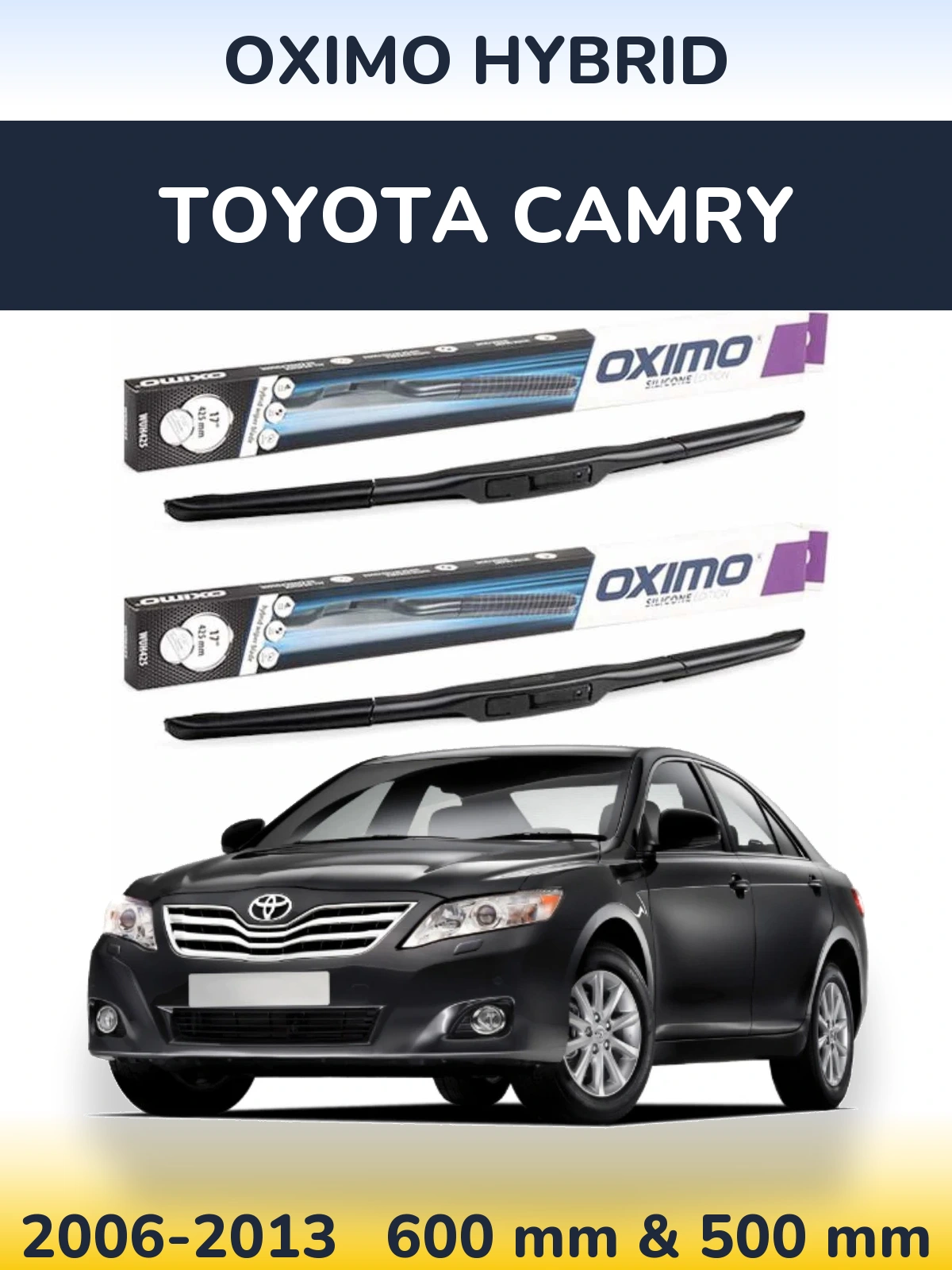 Комплект передних дворников Oximo Hybrid 600 & 500 мм для Toyota Camry 2006-2013