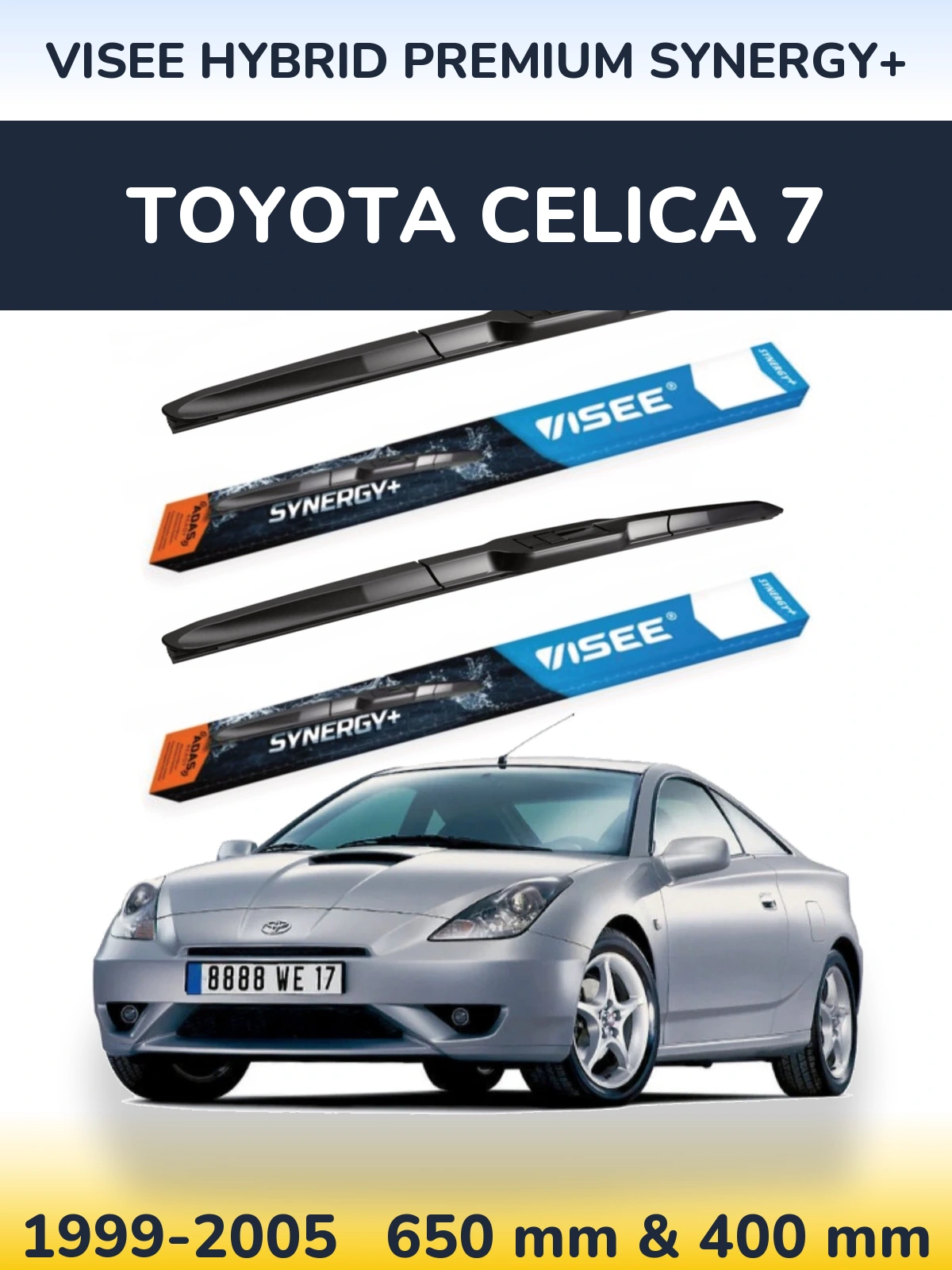 Front wiper blade set VISEE HYBRID PREMIUM SYNERGY+ 650 & 400 mm for Toyota Celica 7 1999-2005