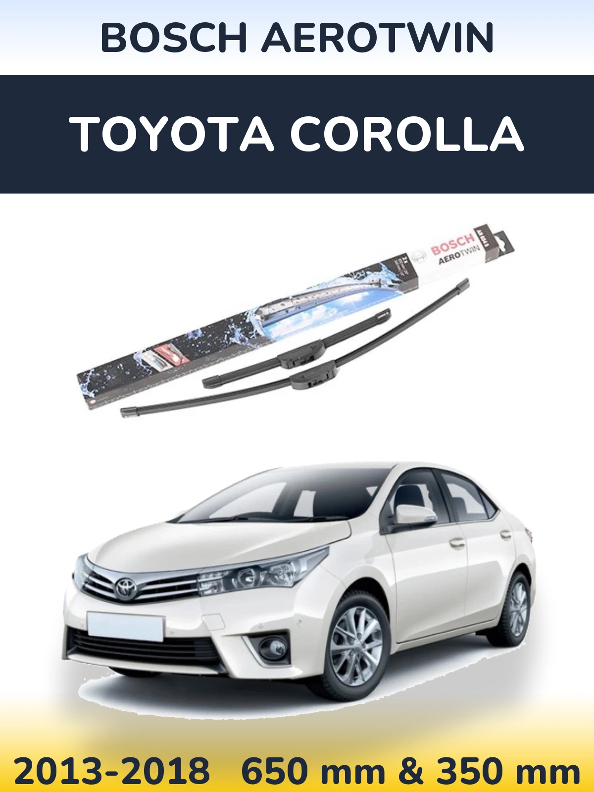 Комплект передних дворников BOSCH AeroTwin 650 & 350 мм для Toyota Corolla 2013-2018