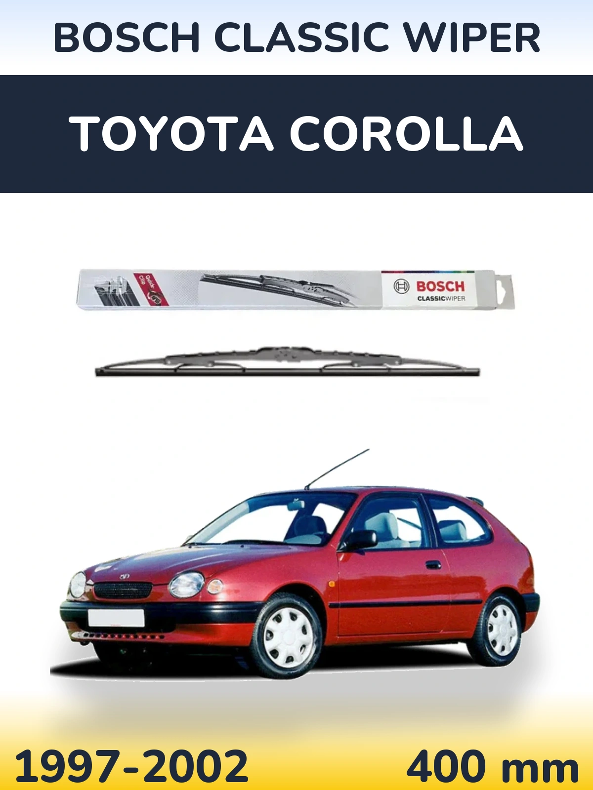 Rear wiper blade BOSCH Classic Wiper 400 mm for Toyota Corolla 1997-2002
