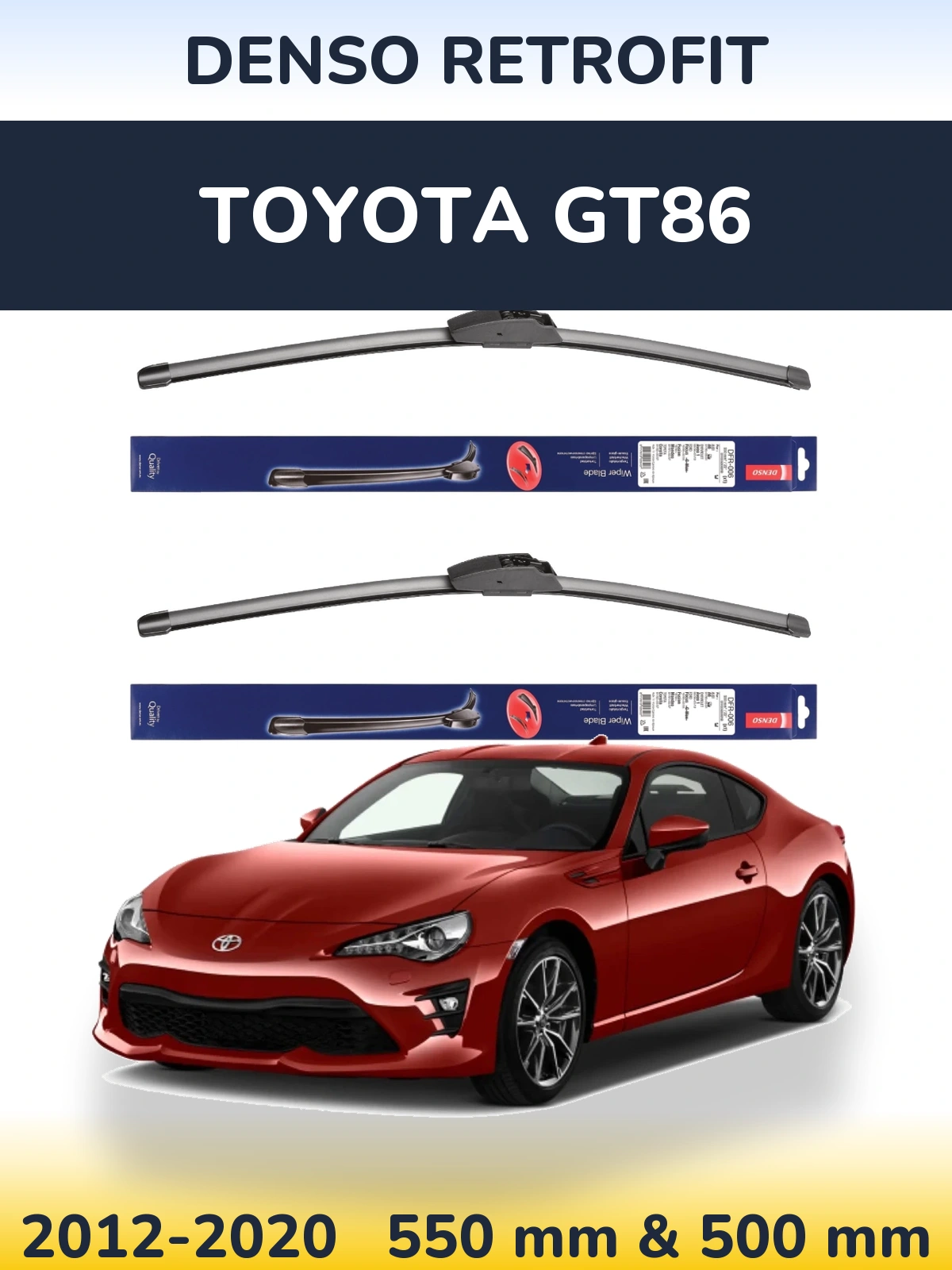 Комплект передних дворников Denso Retrofit 550 & 500 мм для Toyota GT86 2012-2020