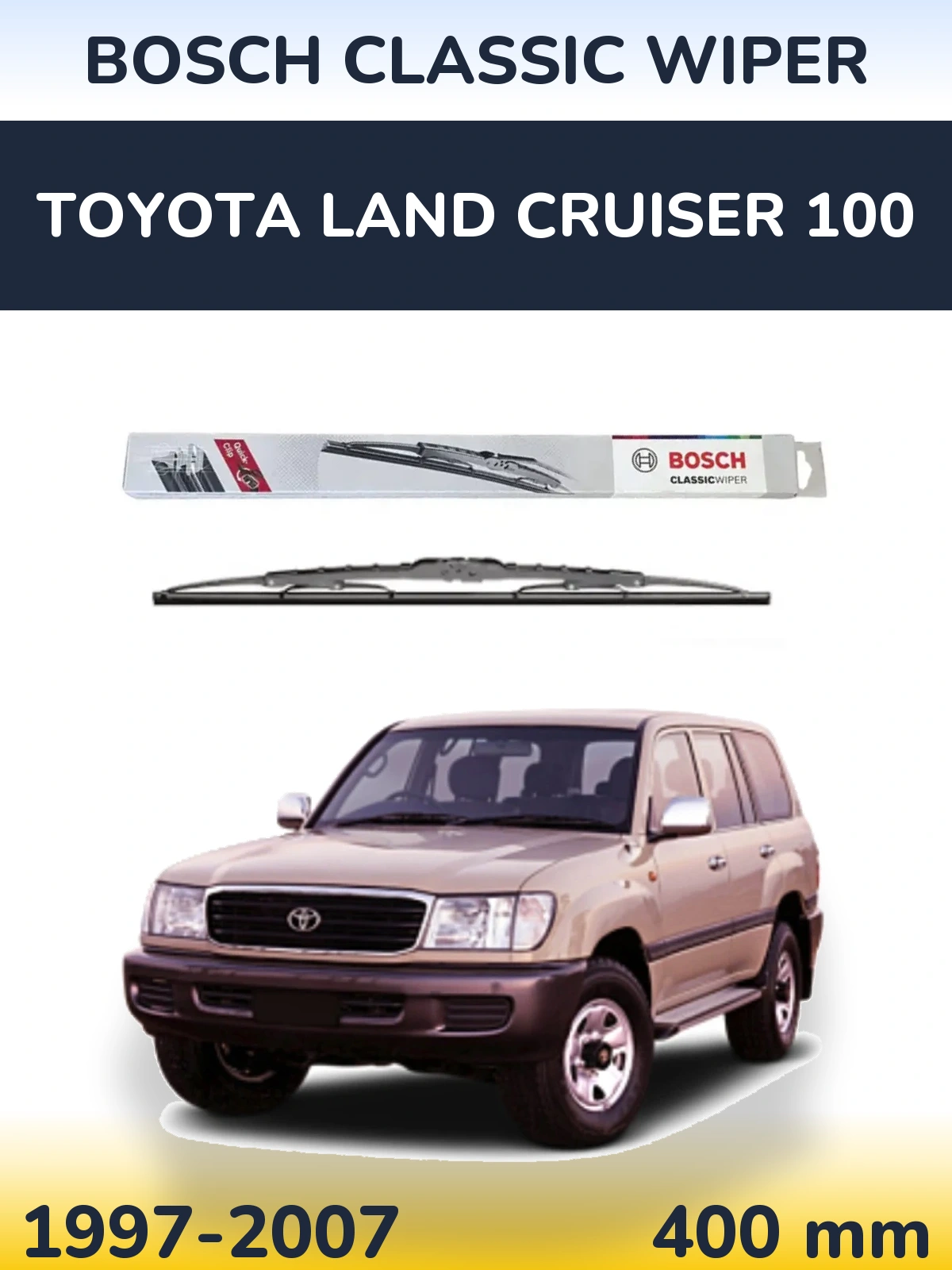 Rear wiper blade BOSCH Classic Wiper 400 mm for Toyota Land Cruiser 100 1997-2007