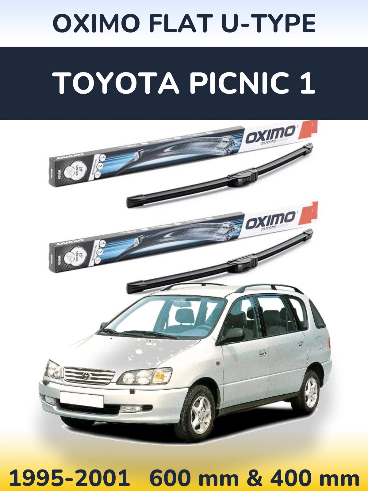 Комплект передних дворников Oximo Flat U-type 600 & 400 мм для Toyota Picnic 1 1995-2001