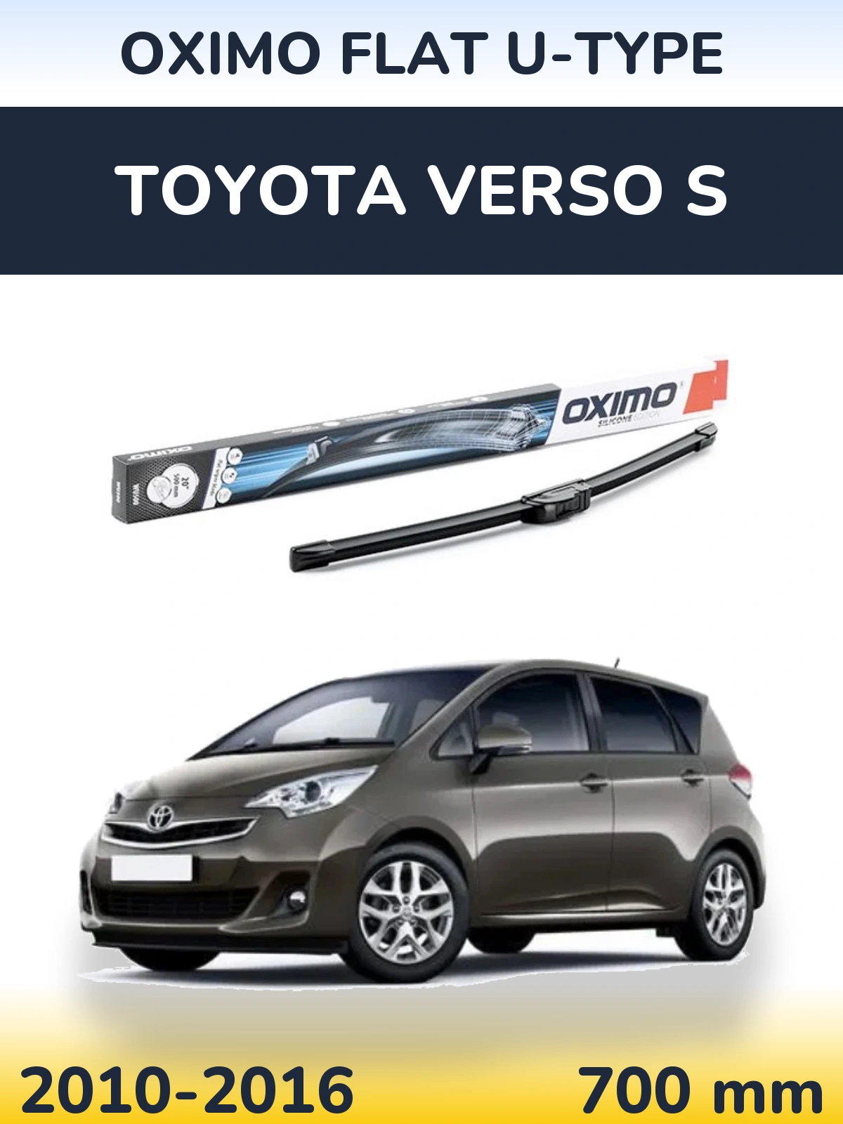 Передний дворник Oximo Flat U-type 700 мм для Toyota Verso S 2010-2016