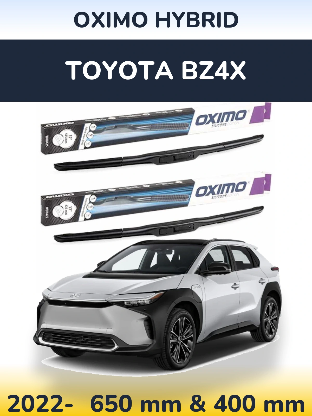 Комплект передніх щіток Oximo Hybrid 650 & 400 мм для Toyota bZ4X 2022-2026