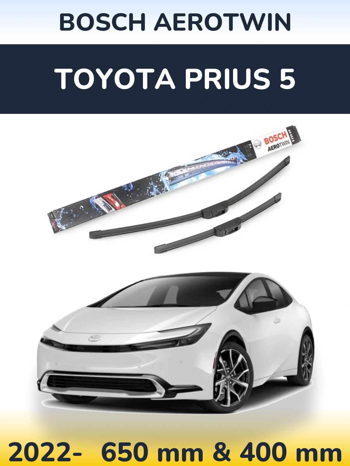 Комплект передніх щіток BOSCH AeroTwin 650 & 400 мм для Toyota Prius 5 2022-2026