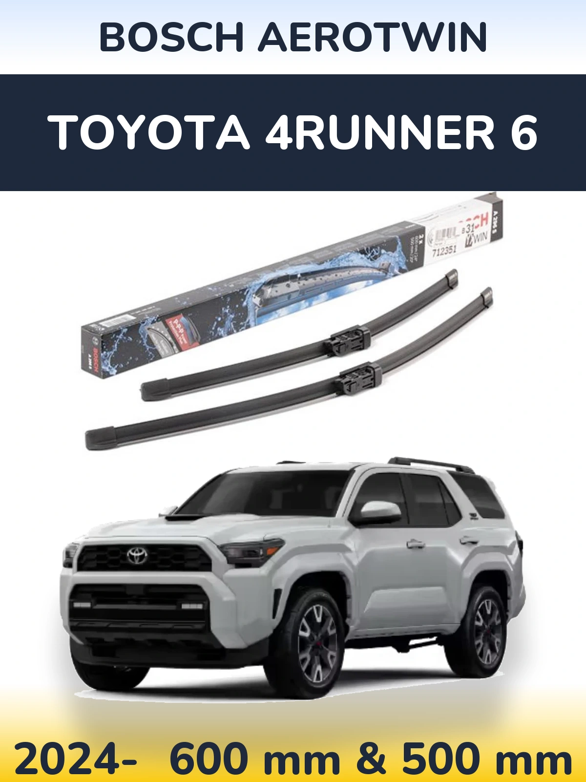 Комплект передних дворников BOSCH AeroTwin 600 & 500 мм для Toyota 4Runner 6 2024-2026