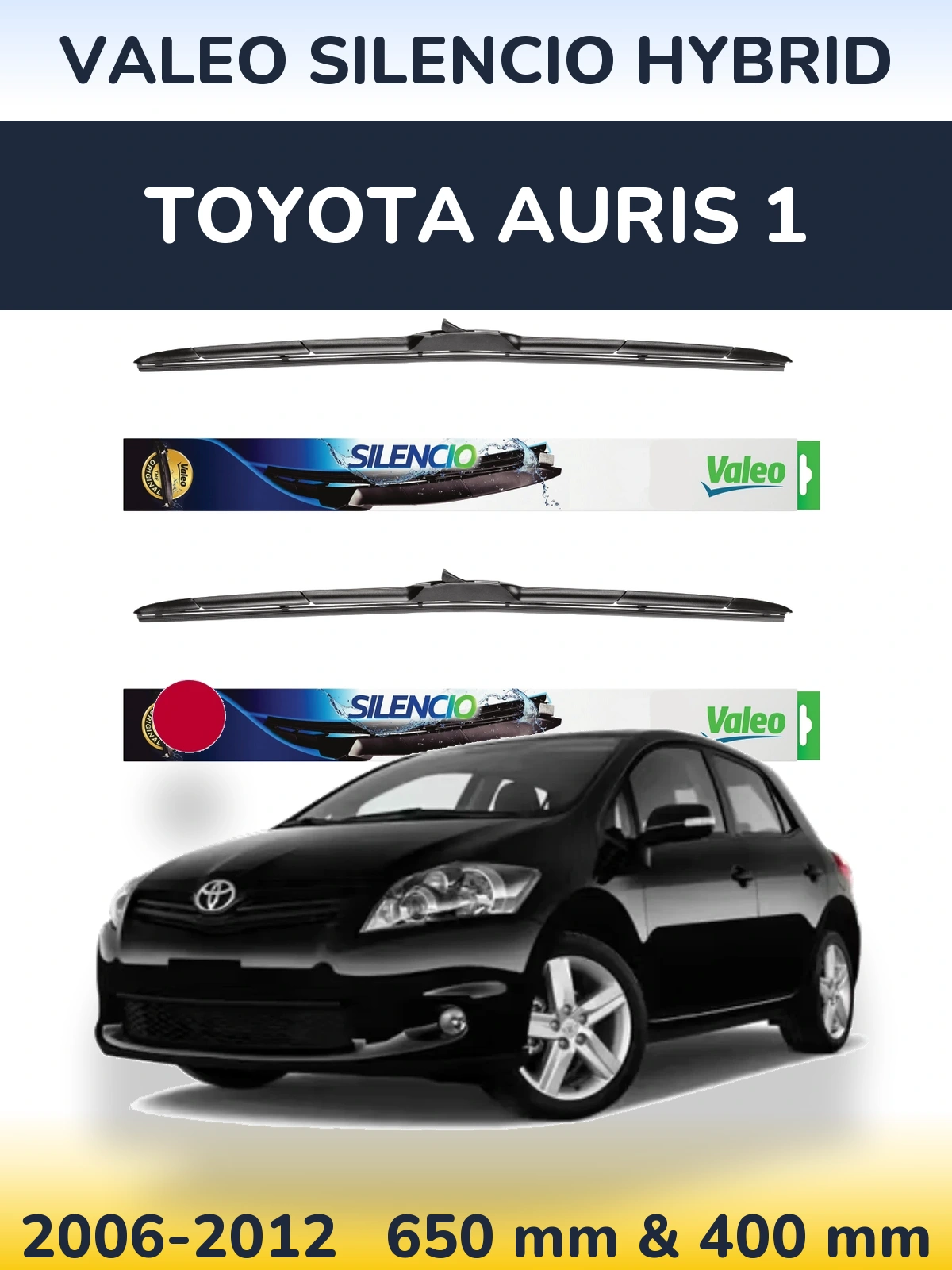 Комплект передних дворников Valeo Silencio Hybrid 650 & 400 мм для Toyota Auris 1 2006-2012