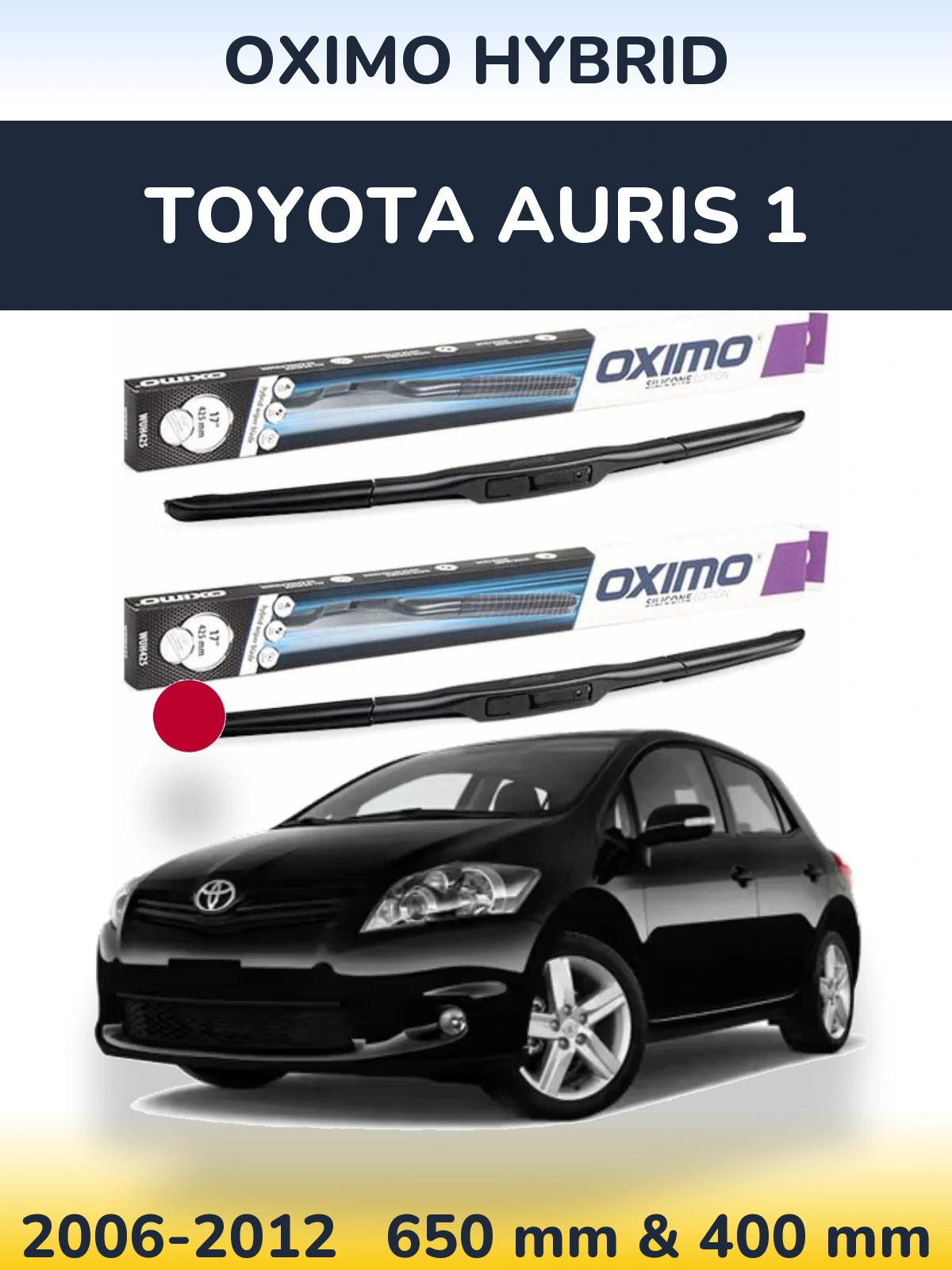 Комплект передних дворников Oximo Hybrid 650 & 400 мм для Toyota Auris 1 2006-2012
